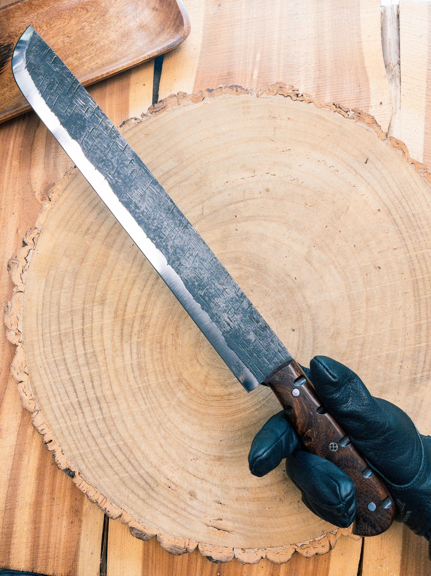 Brisket Slicer - 1095 Steel Rough Steel Finish - Rosewood Handle