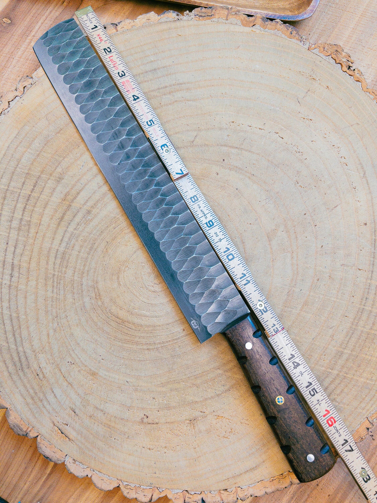 Brisket Slicer - 1095 HCS - Diamond Pattern Hand Finish Bladework - Rosewood Handle