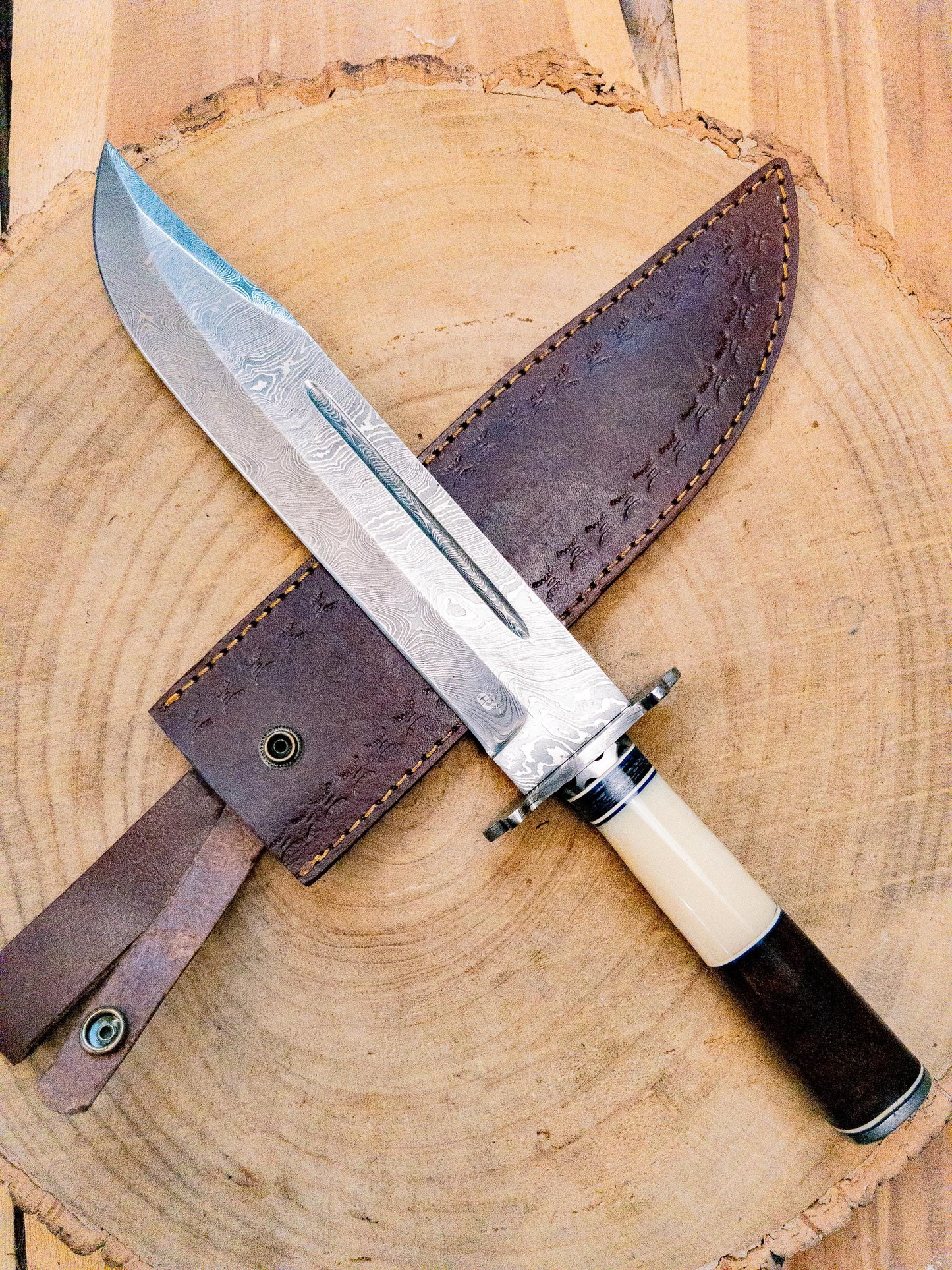 Damascus Bravo Bowie Knife
