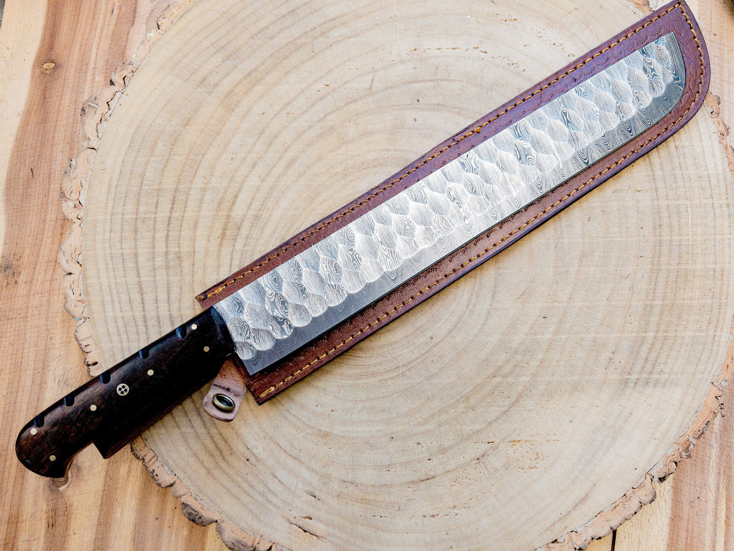 Brisket Slicer - Damascus Steel - Diamond Pattern Finish Bladework - Rosewood Handle