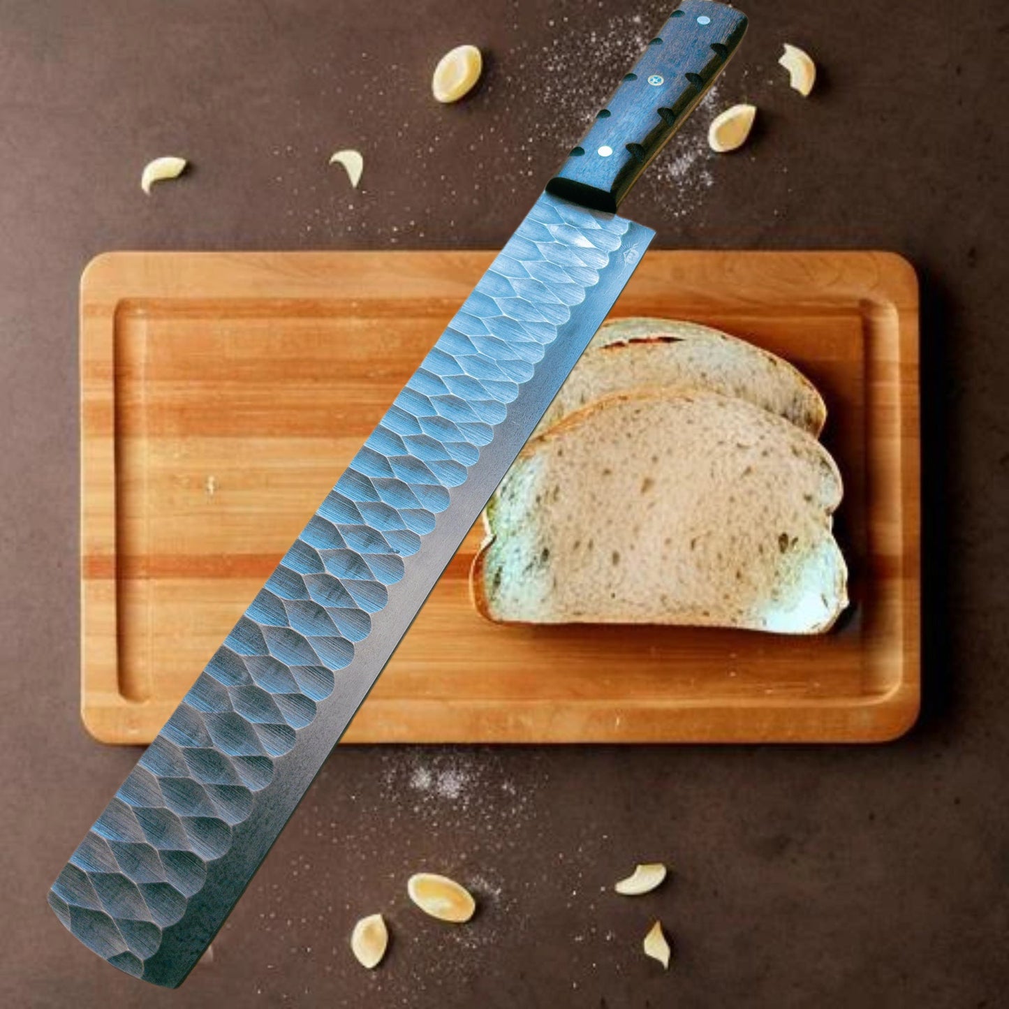 Brisket Slicer - 1095 HCS - Diamond Pattern Hand Finish Bladework - Rosewood Handle