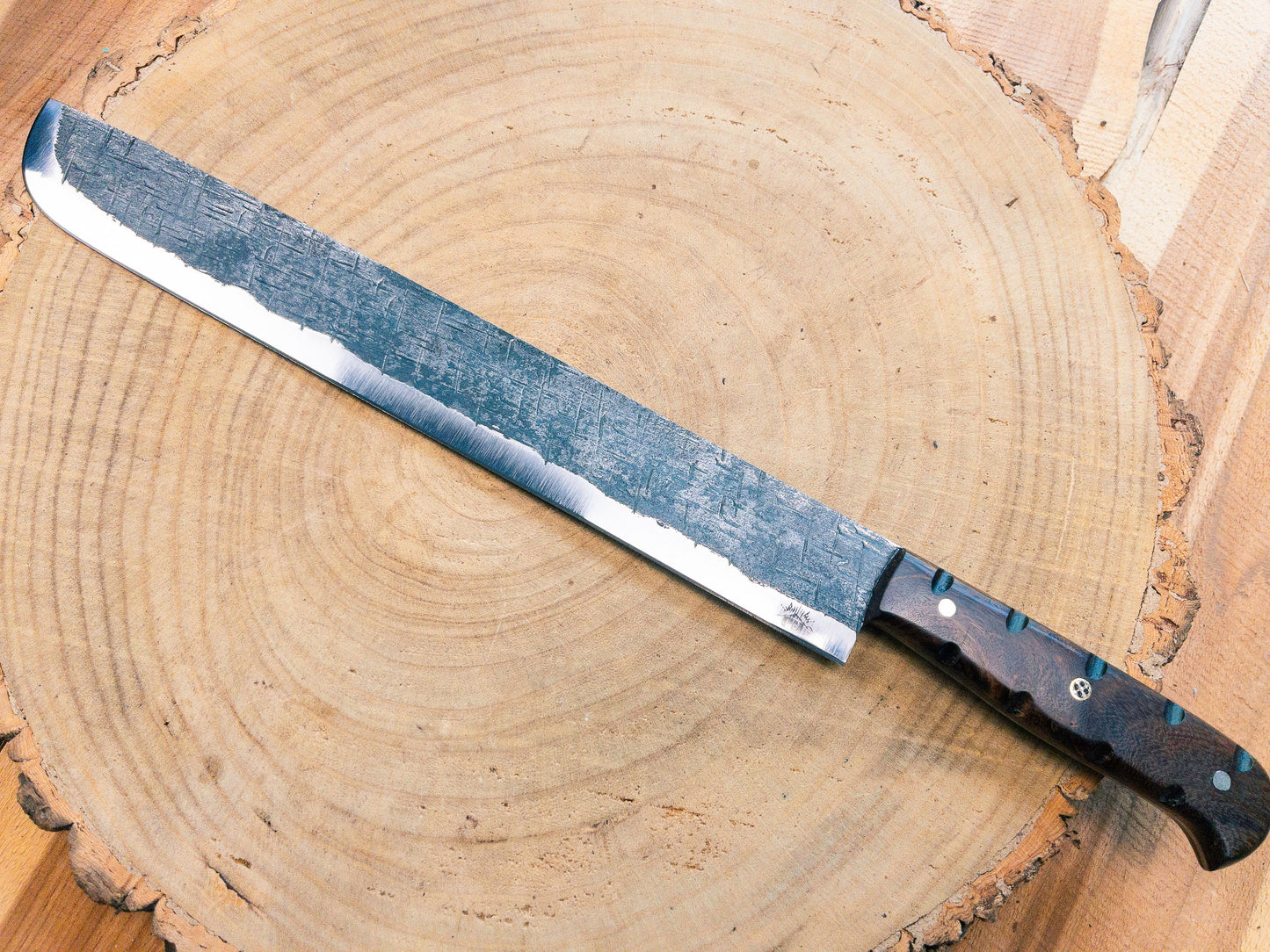 Brisket Slicer - 1095 Steel Rough Steel Finish - Rosewood Handle