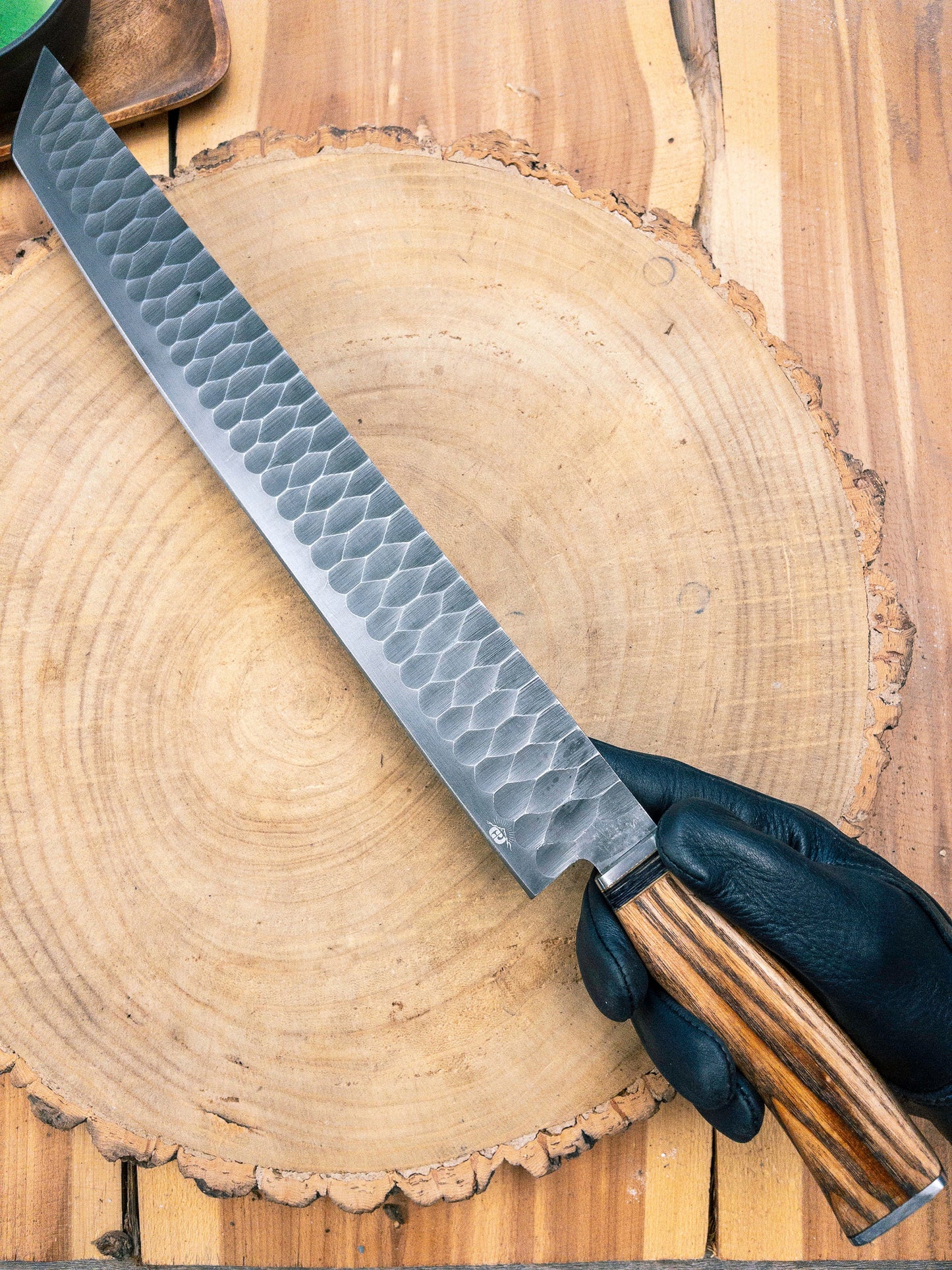 Custom Brisket Slicer - Diamond Pattern Hand Finish Bladework - Ash Handle