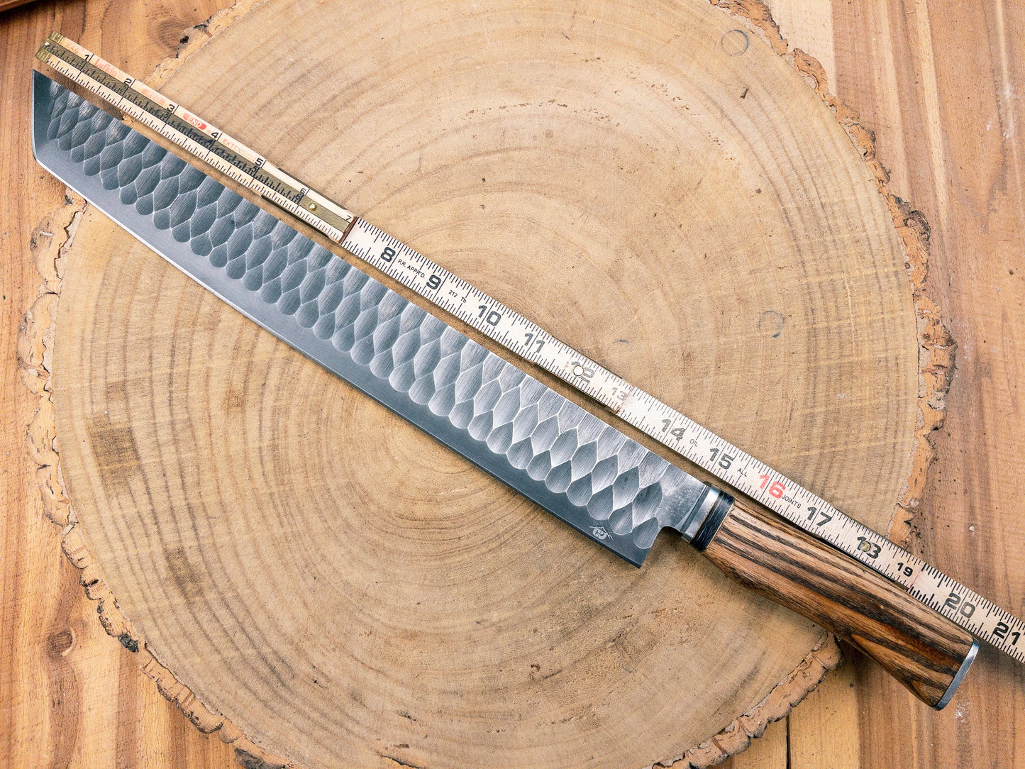 Custom Brisket Slicer - Diamond Pattern Hand Finish Bladework - Ash Handle