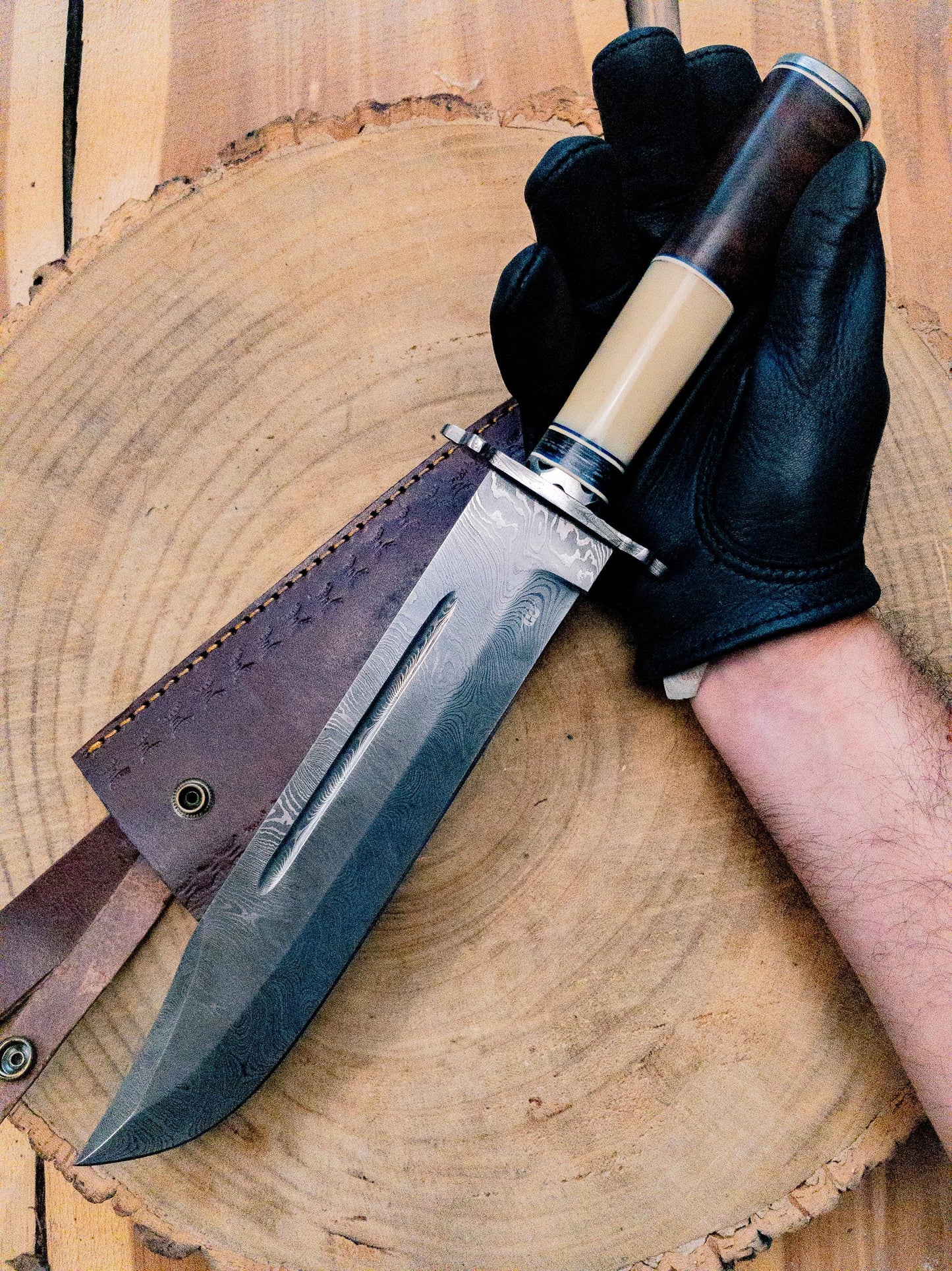 Damascus Bravo Bowie Knife