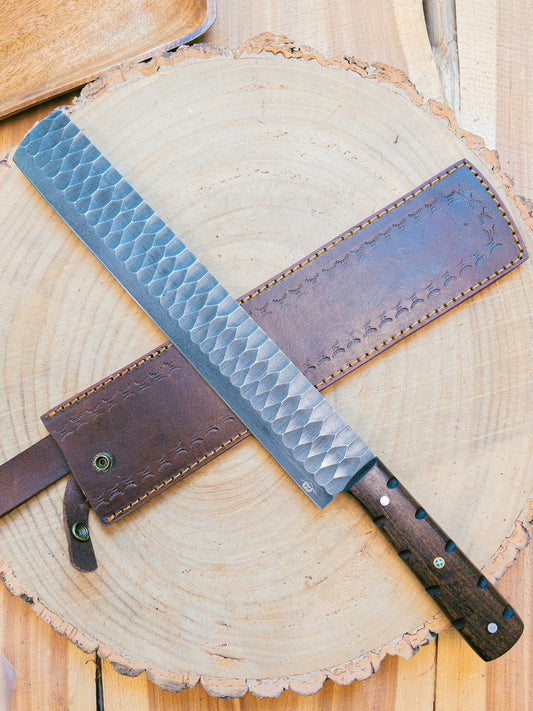 Brisket Slicer - 1095 HCS - Diamond Pattern Hand Finish Bladework - Rosewood Handle