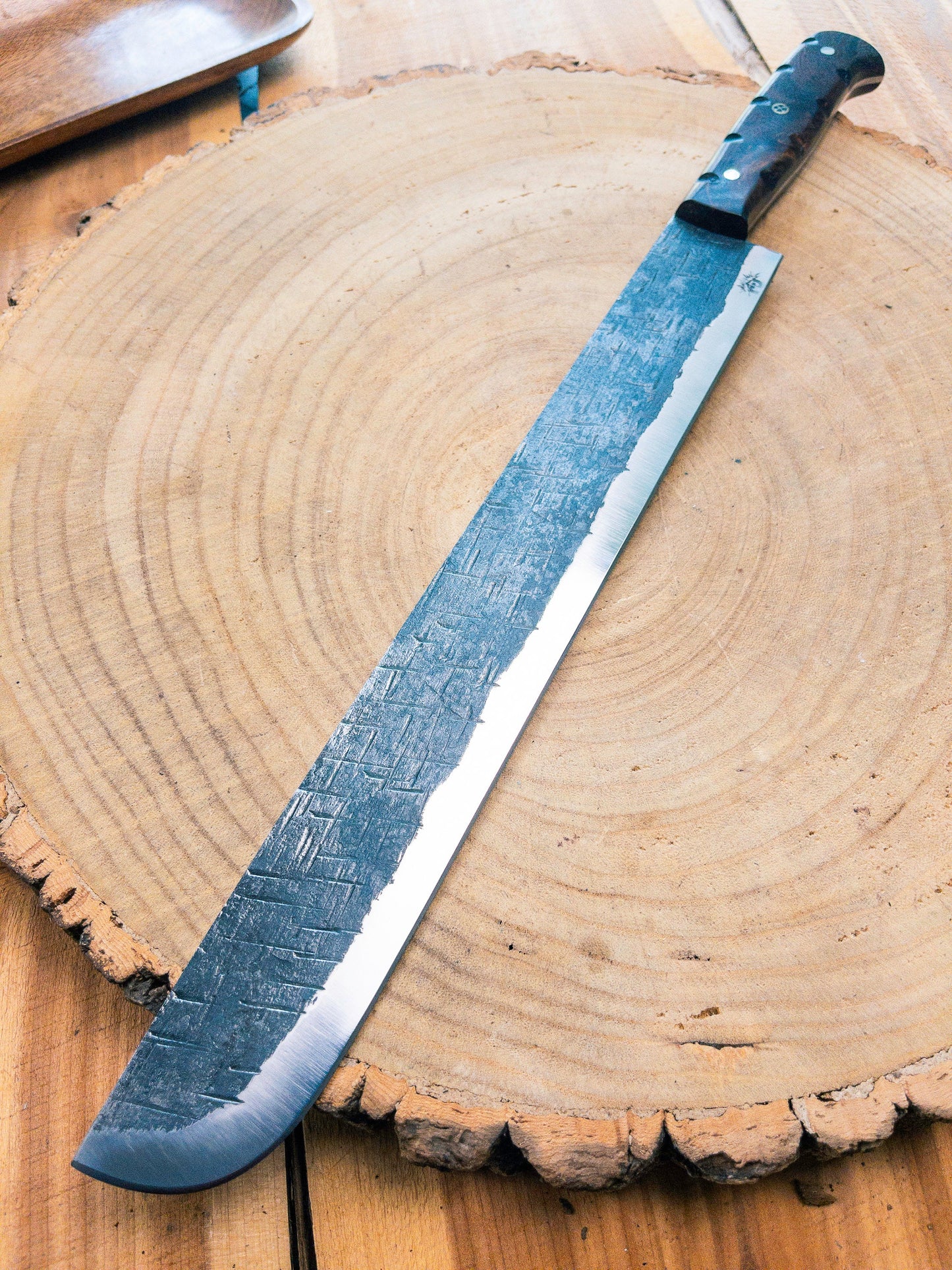 Brisket Slicer - 1095 Steel Rough Steel Finish - Rosewood Handle