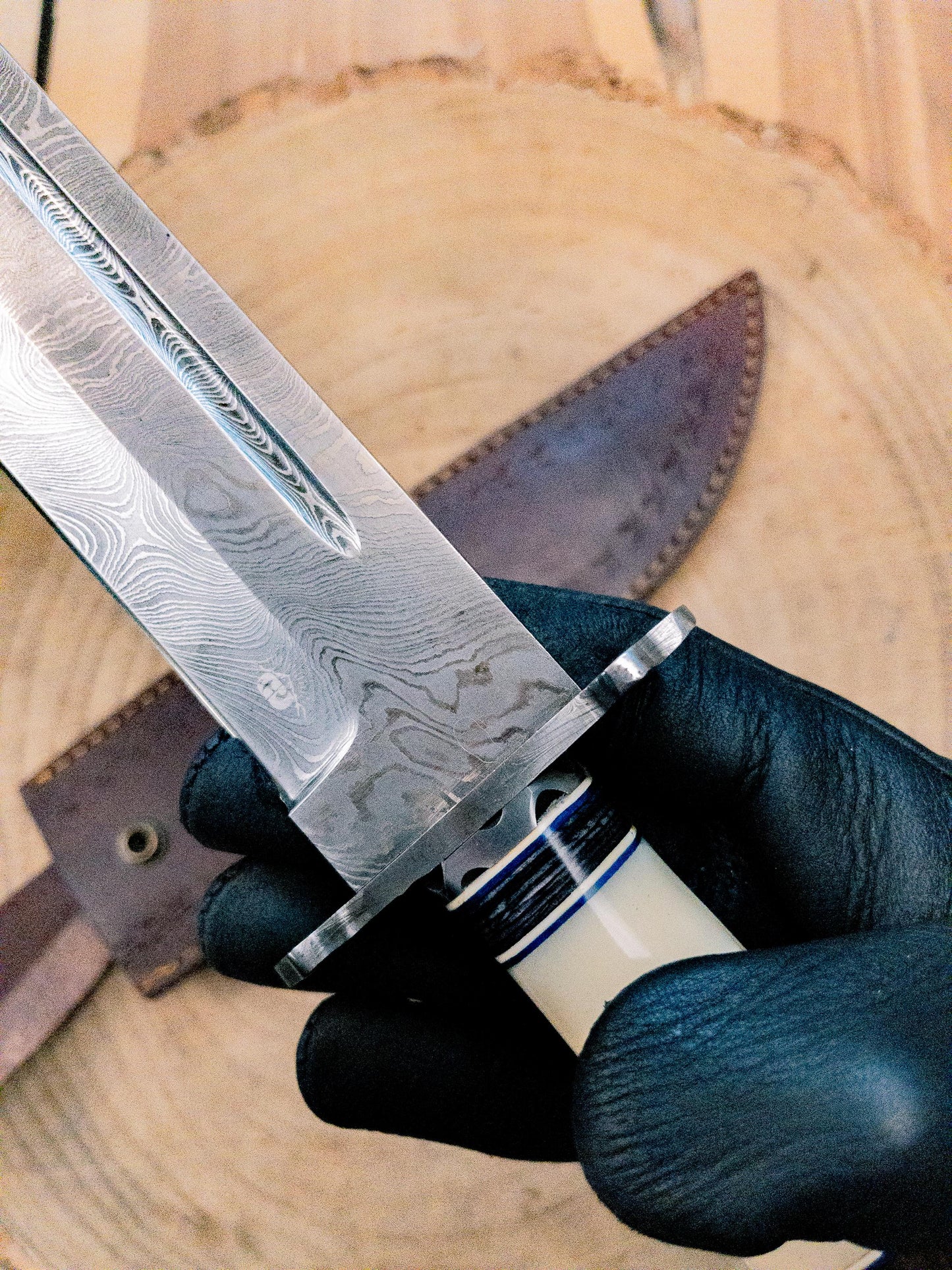 Damascus Bravo Bowie Knife