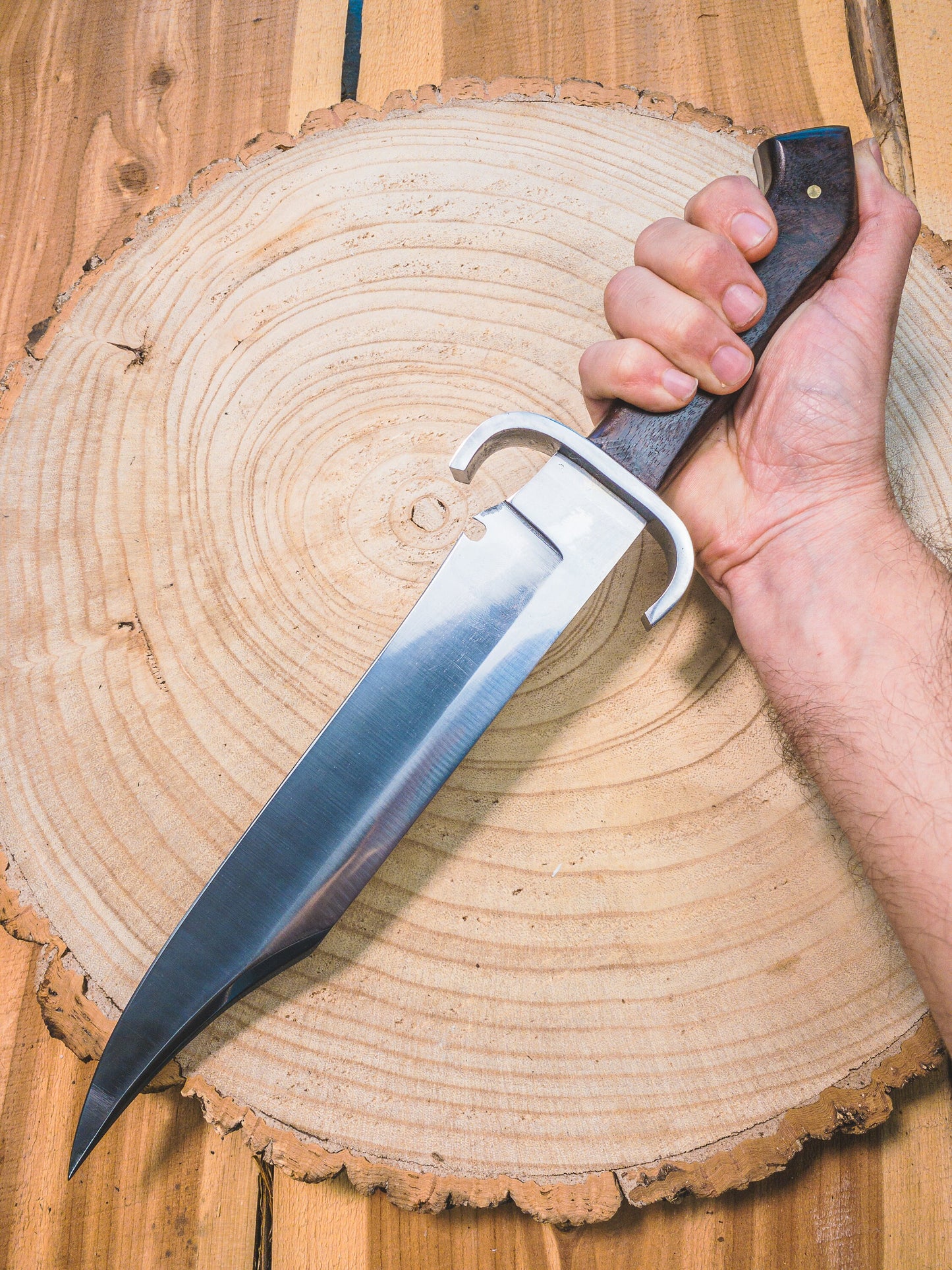 Bowie Knife "The Dueler" 1085 steel, Lightweight, Back-cut, Birdshead Handle