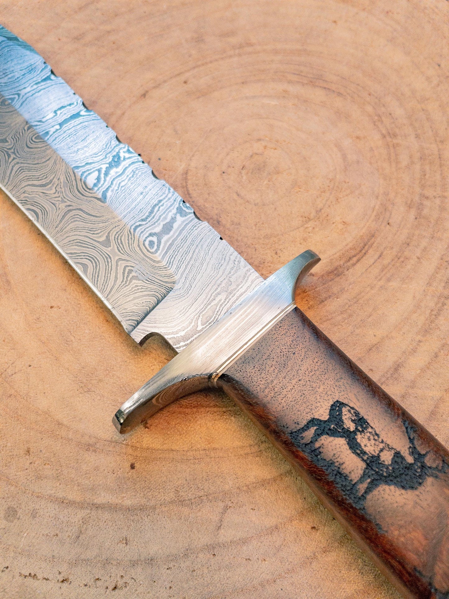 Damascus "Big Buck" Bowie Knife