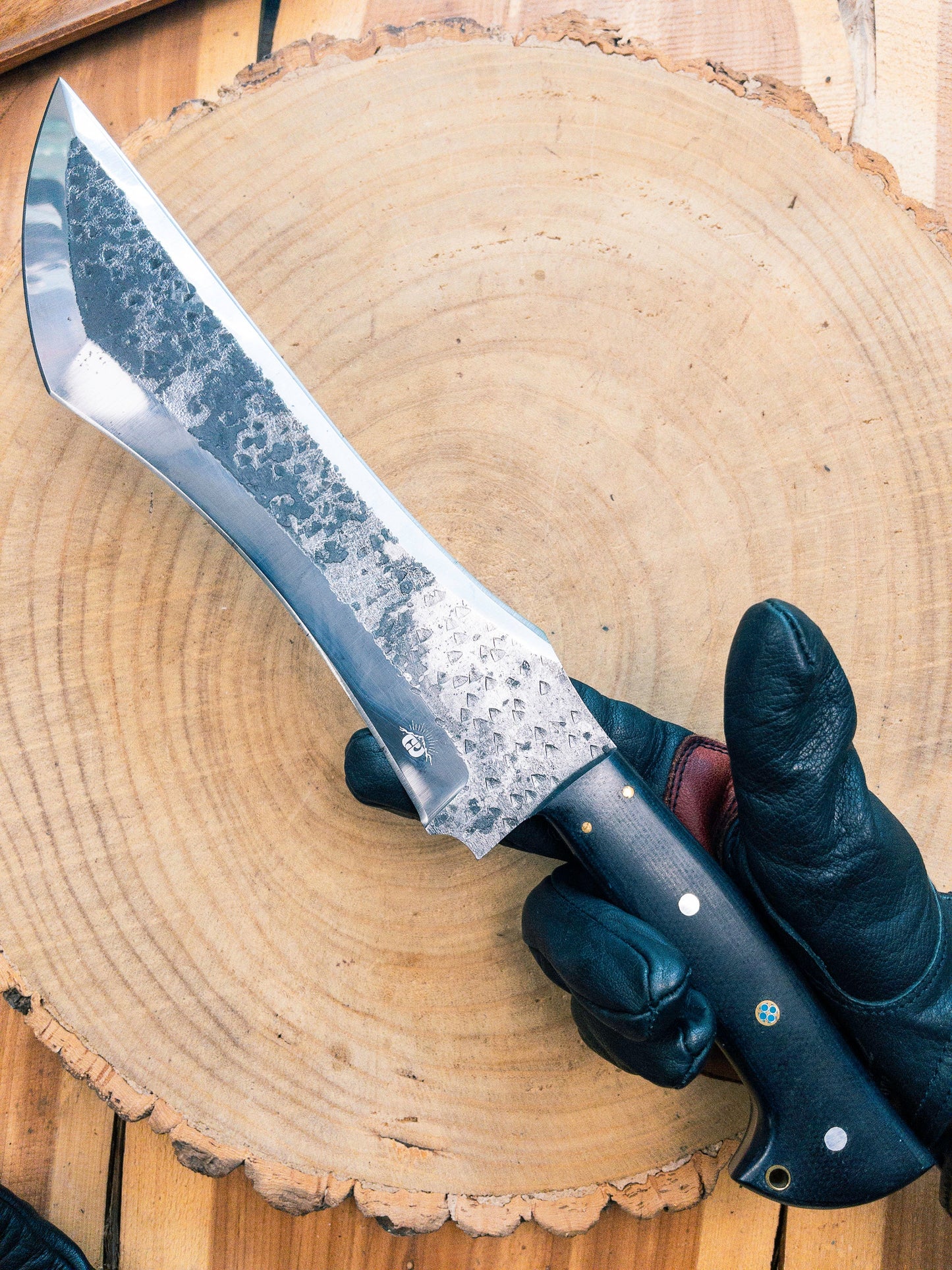 Hunting / Bowie / Machete Knife Double Edged in 1095 Steel, Micarta Handle