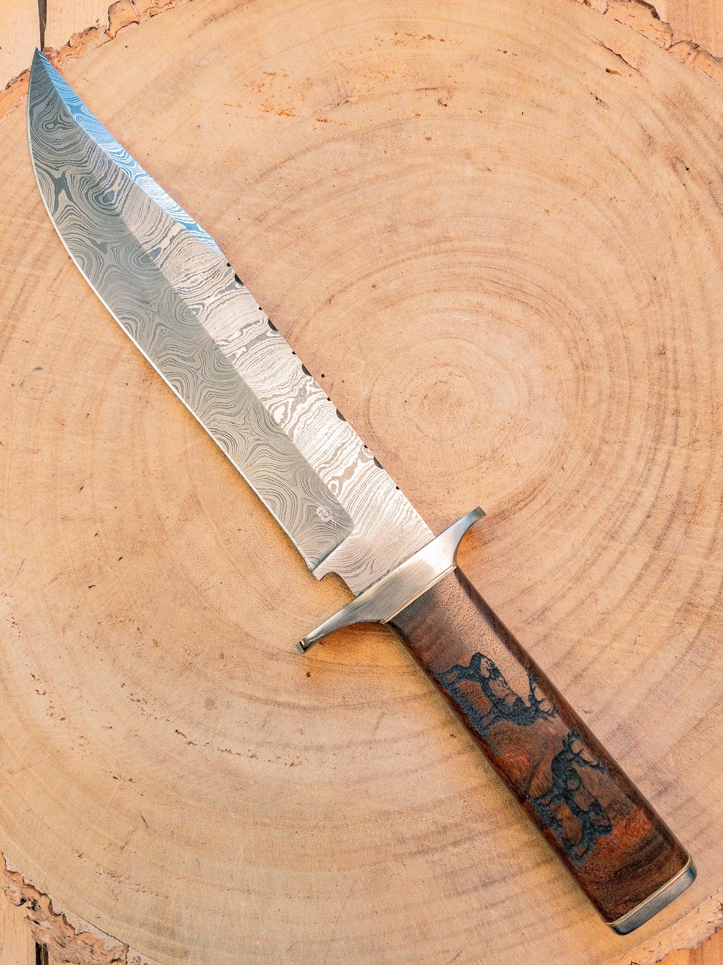 Damascus "Big Buck" Bowie Knife