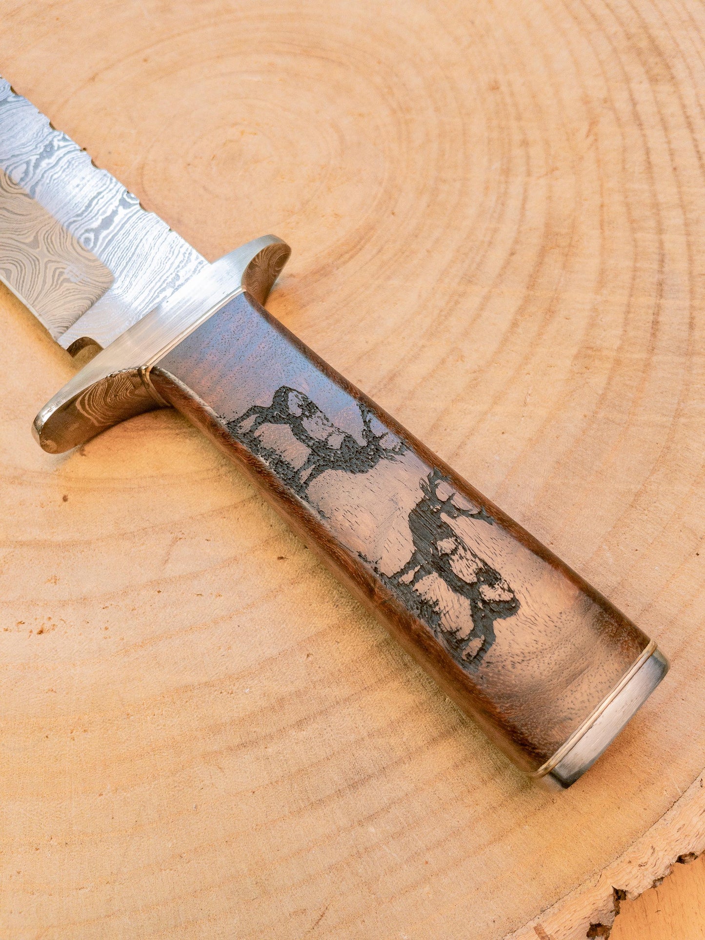 Damascus "Big Buck" Bowie Knife