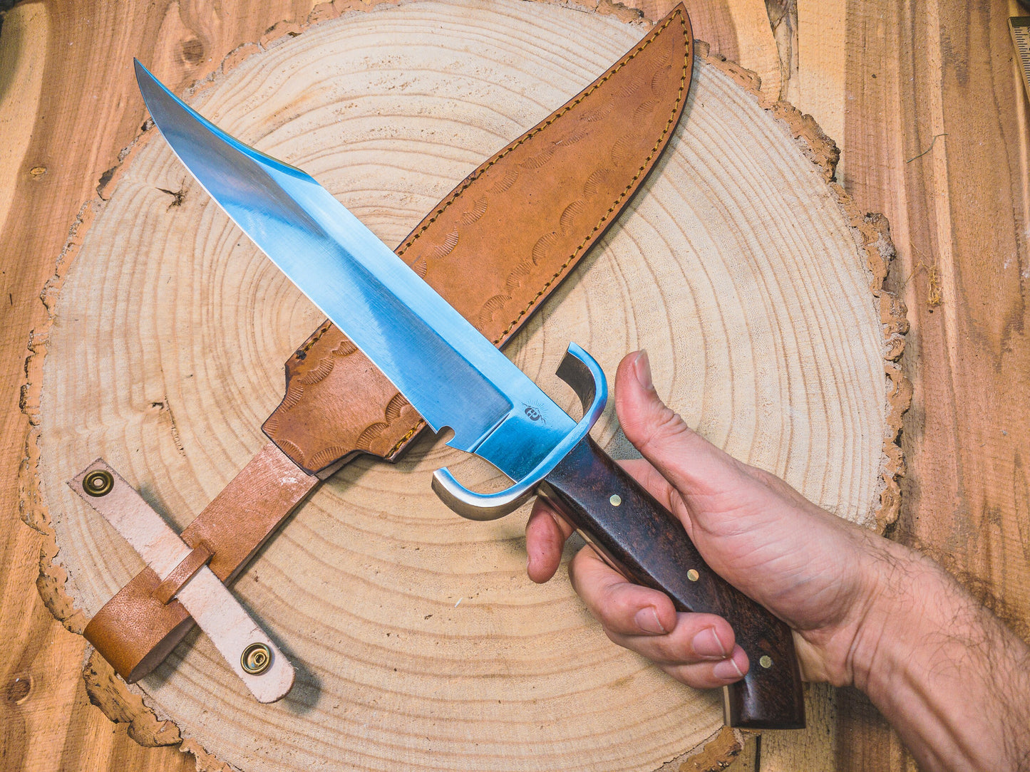 Bowie Knife "The Dueler" 1085 steel, Lightweight, Back-cut, Birdshead Handle