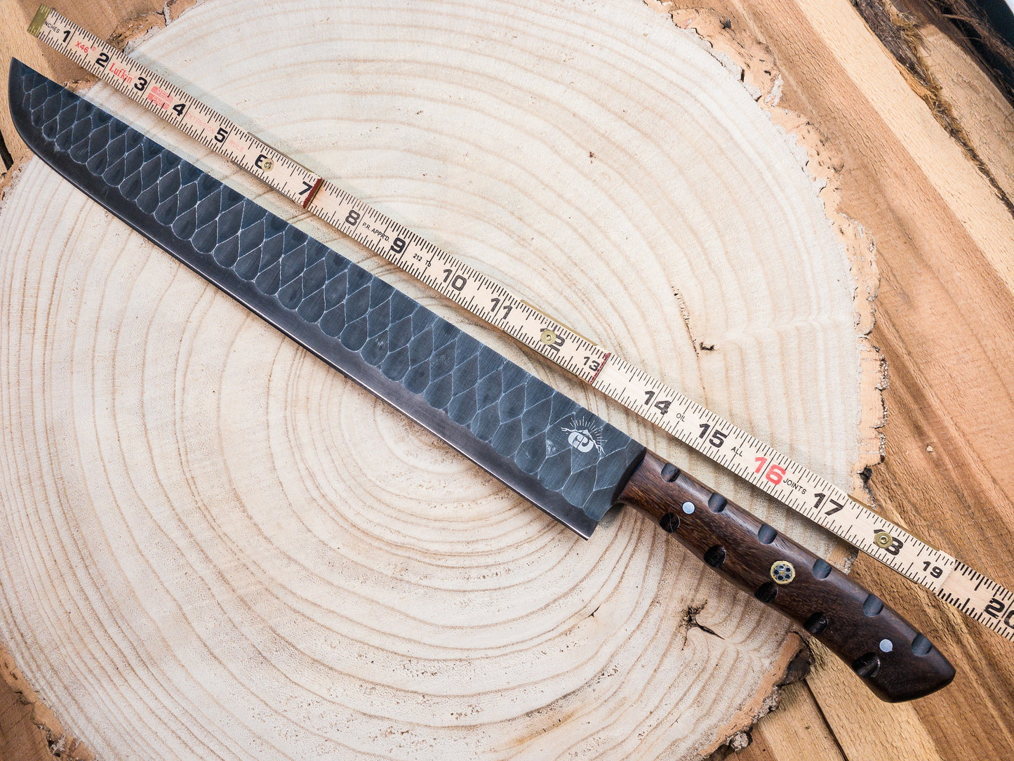 Brisket Slicer - 1095 HCS - Diamond Pattern Hand Finish Bladework - Rosewood Handle