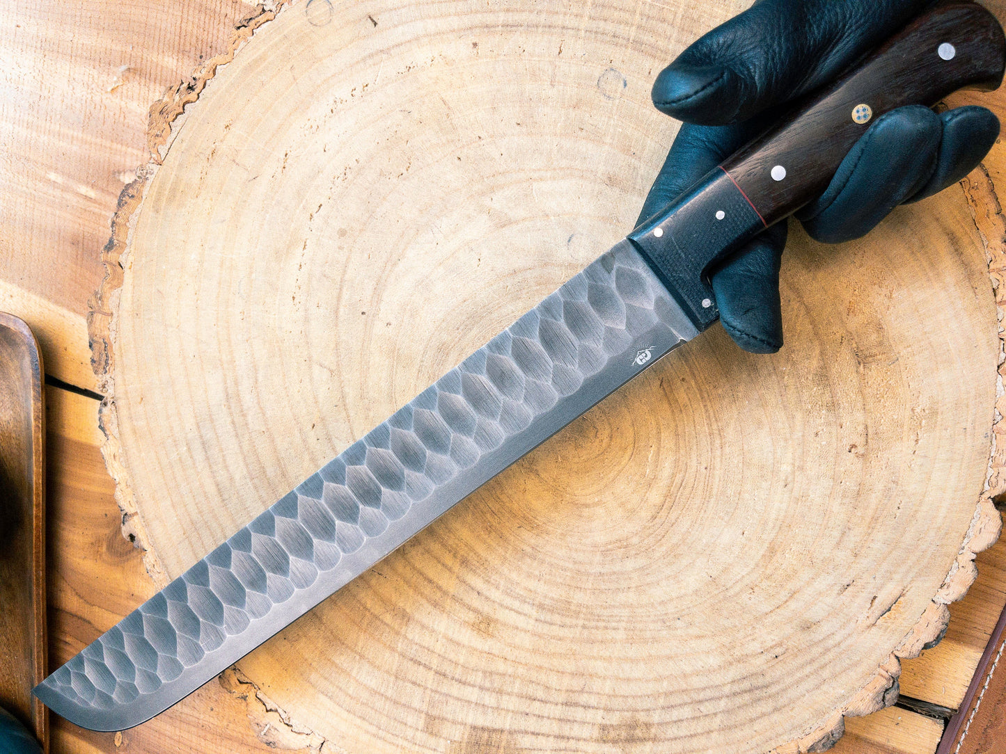 Brisket Slicer - 1095 HCS - Diamond Pattern Hand Finish Bladework - Rosewood Handle