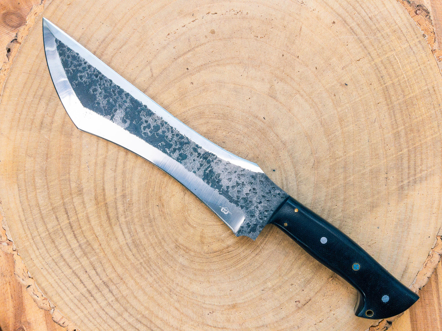 Hunting / Bowie / Machete Knife Double Edged in 1095 Steel, Micarta Handle