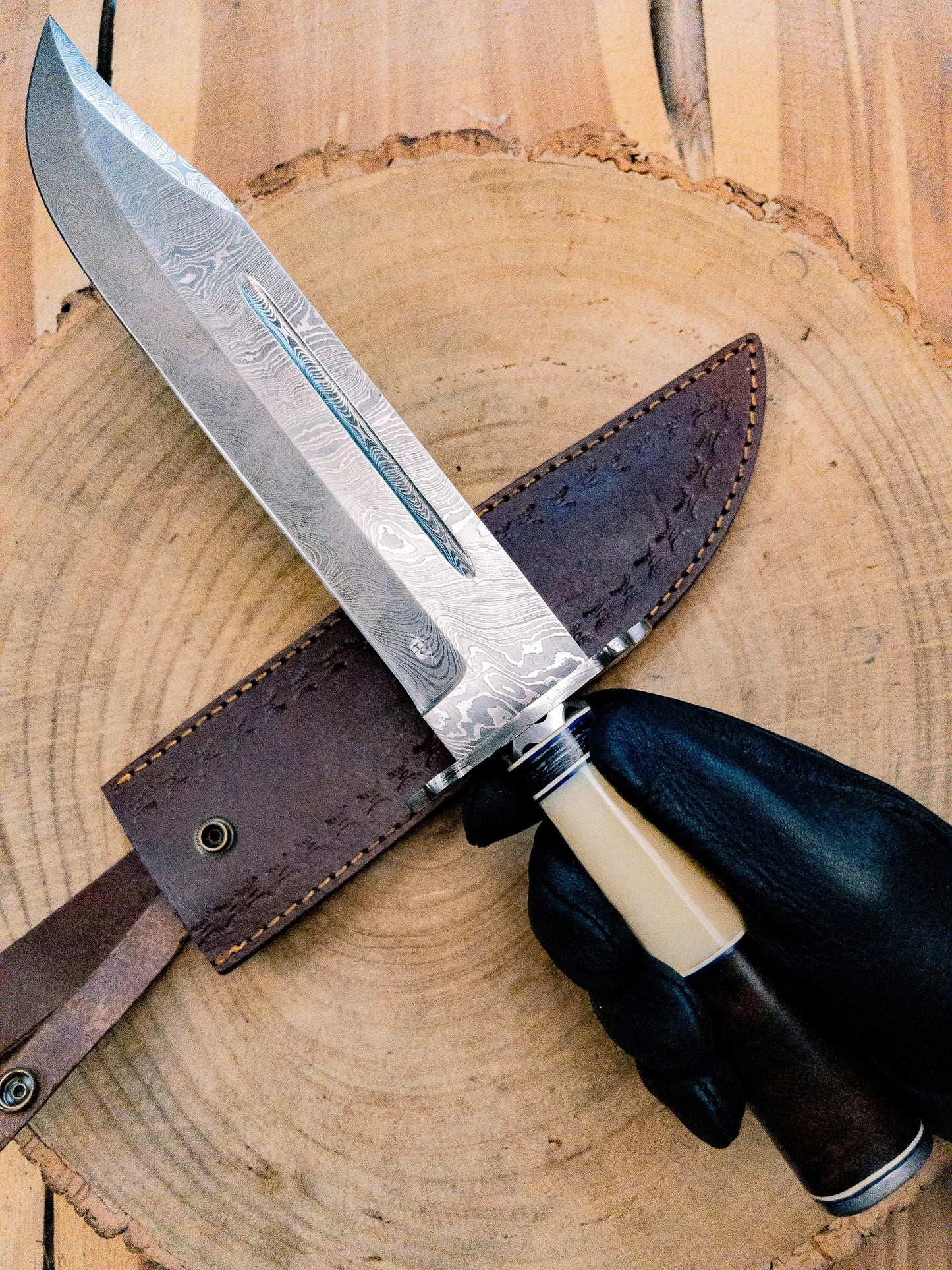 Damascus Bravo Bowie Knife