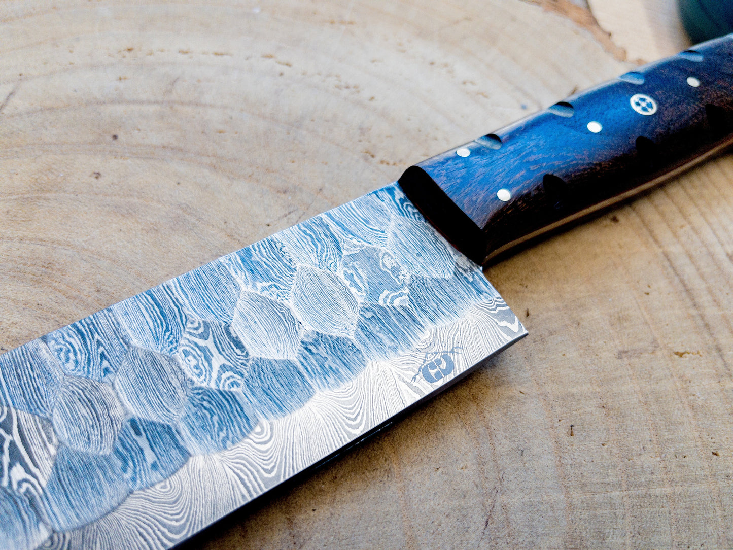 Brisket Slicer - Damascus Steel - Diamond Pattern Finish Bladework - Rosewood Handle