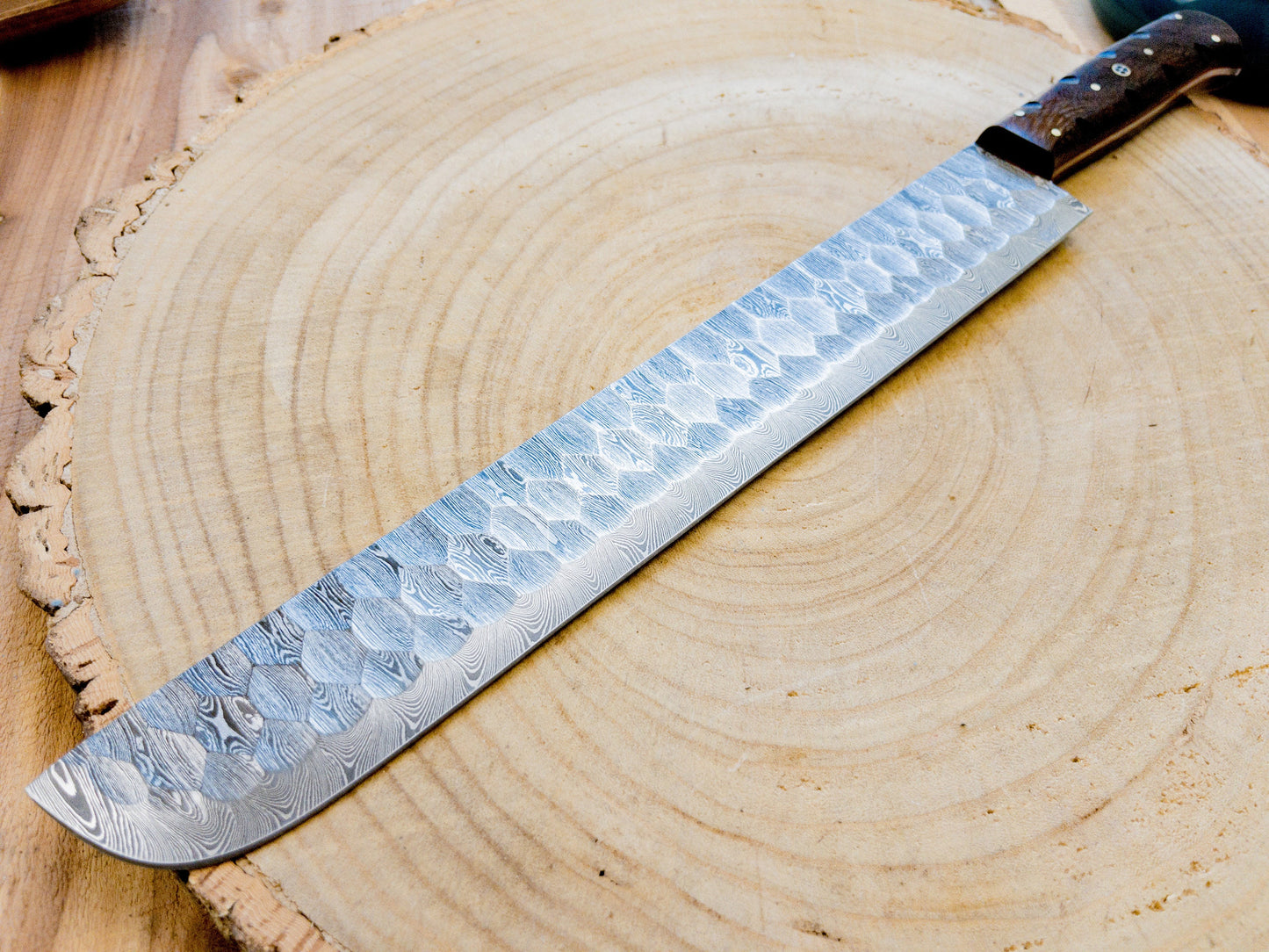 Brisket Slicer - Damascus Steel - Diamond Pattern Finish Bladework - Rosewood Handle