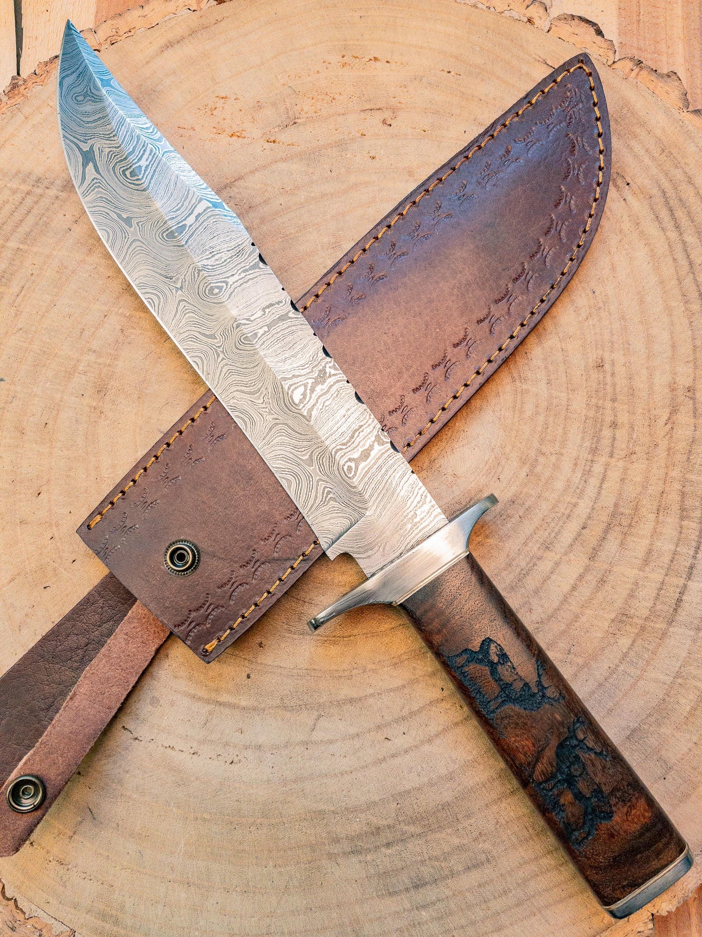 Damascus "Big Buck" Bowie Knife
