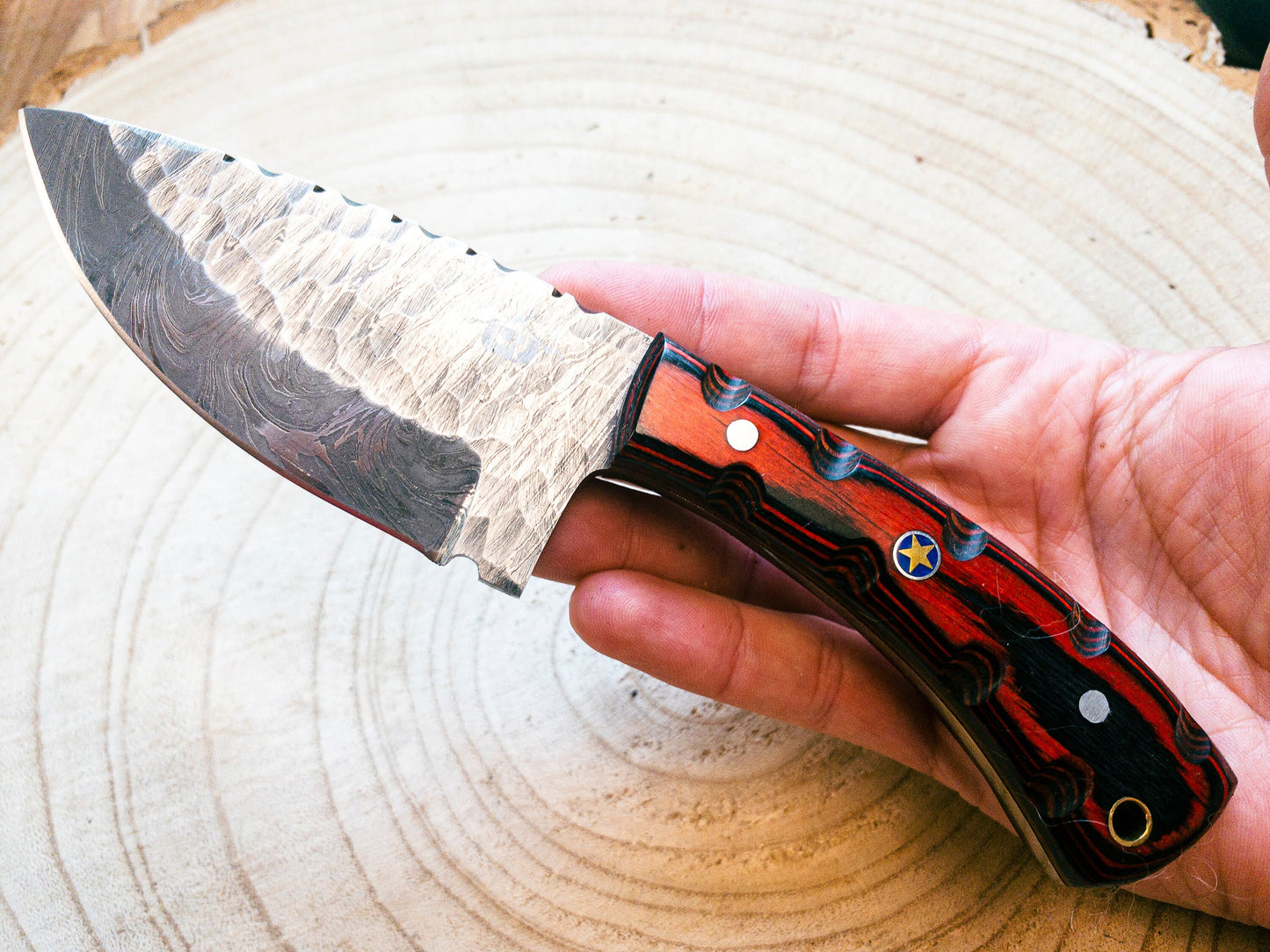 Damascus Hunting Knife / EDC Utility Knife Fixed Blade