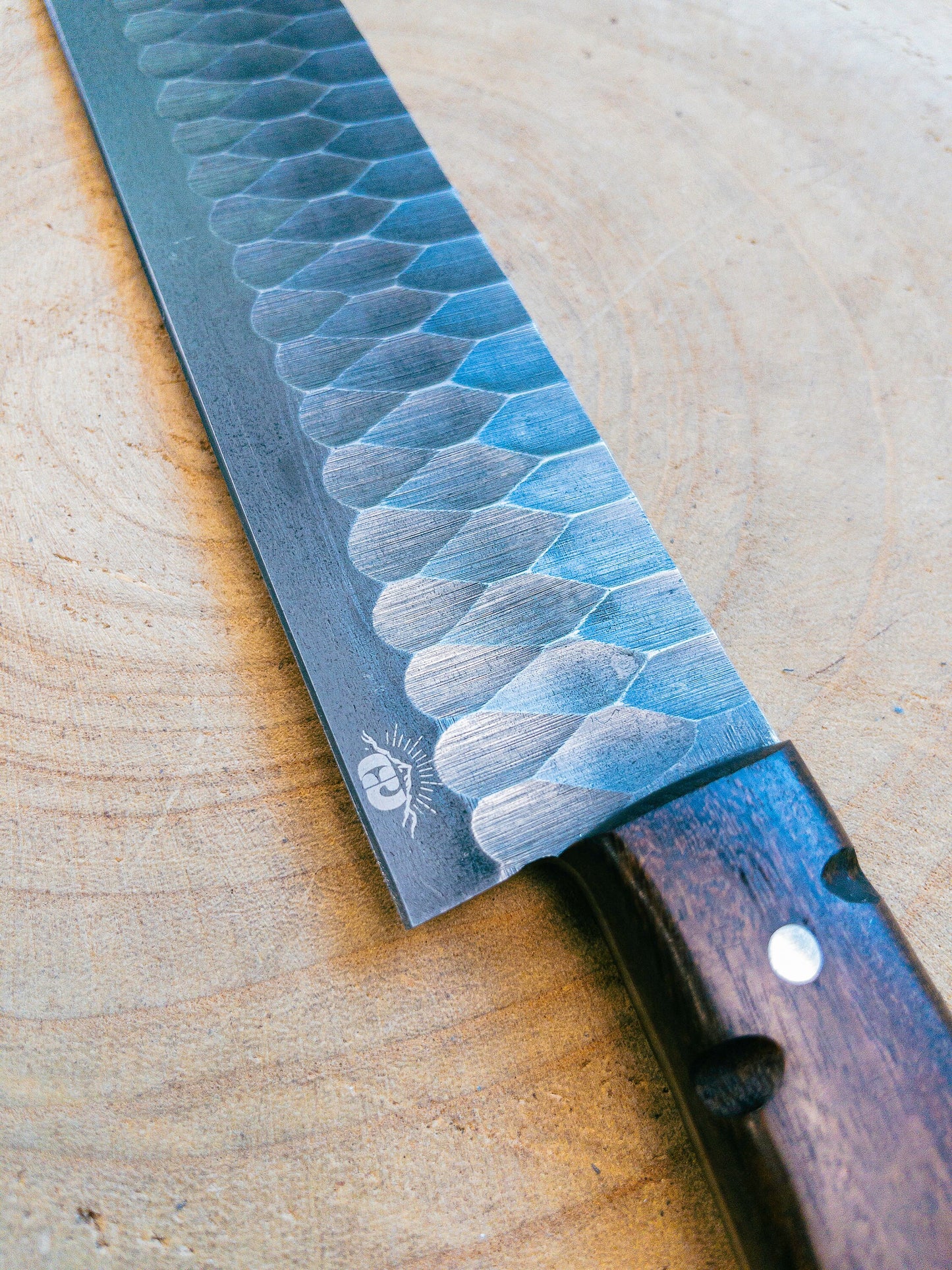 Brisket Slicer - 1095 HCS - Diamond Pattern Hand Finish Bladework - Rosewood Handle