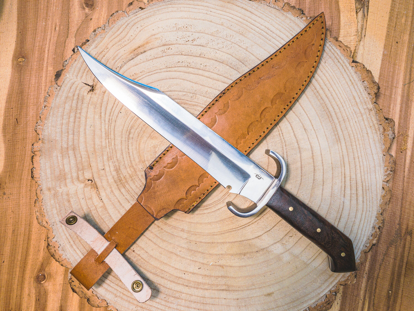 Bowie Knife "The Dueler" 1085 steel, Lightweight, Back-cut, Birdshead Handle