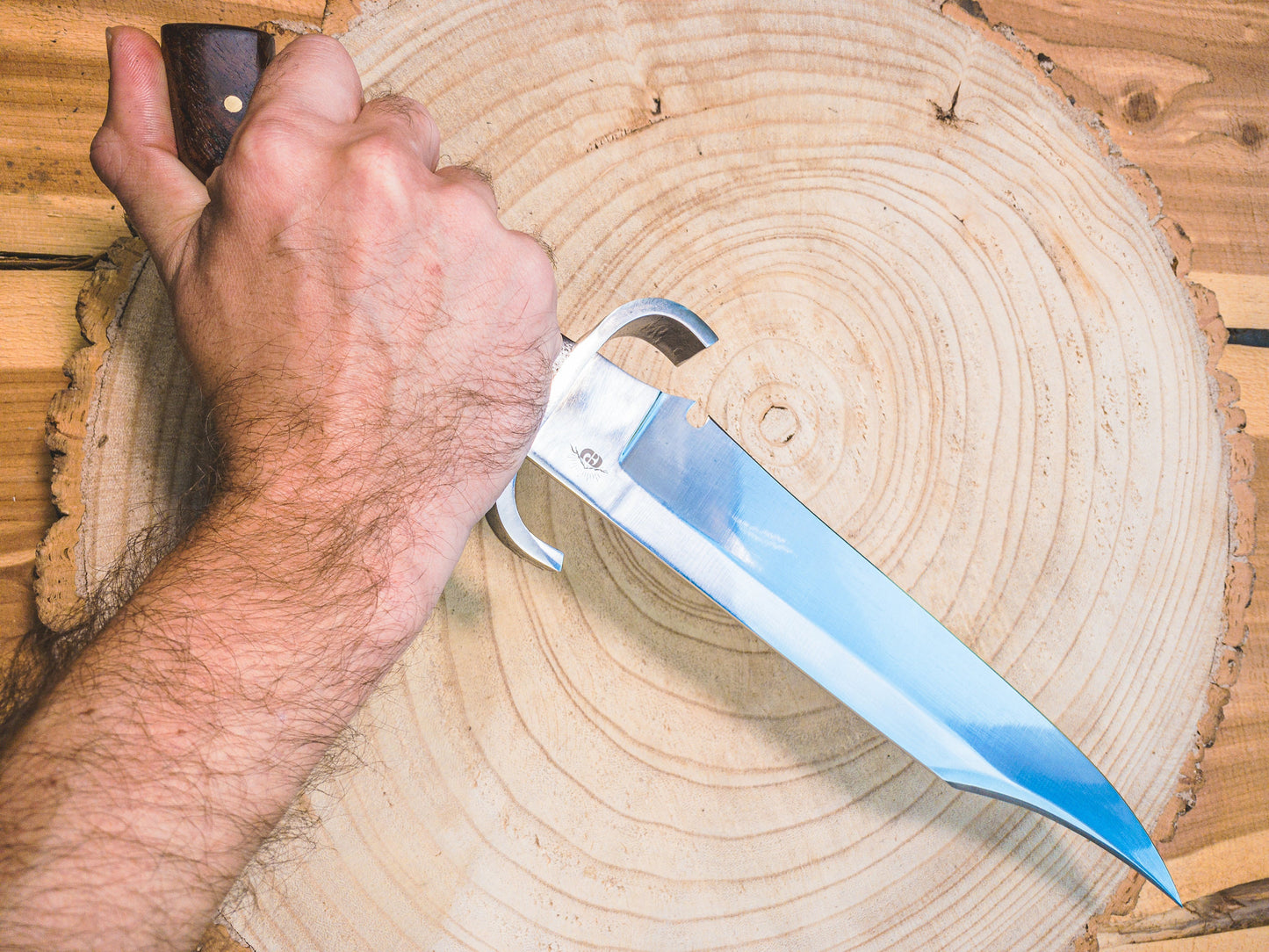 Bowie Knife "The Dueler" 1085 steel, Lightweight, Back-cut, Birdshead Handle