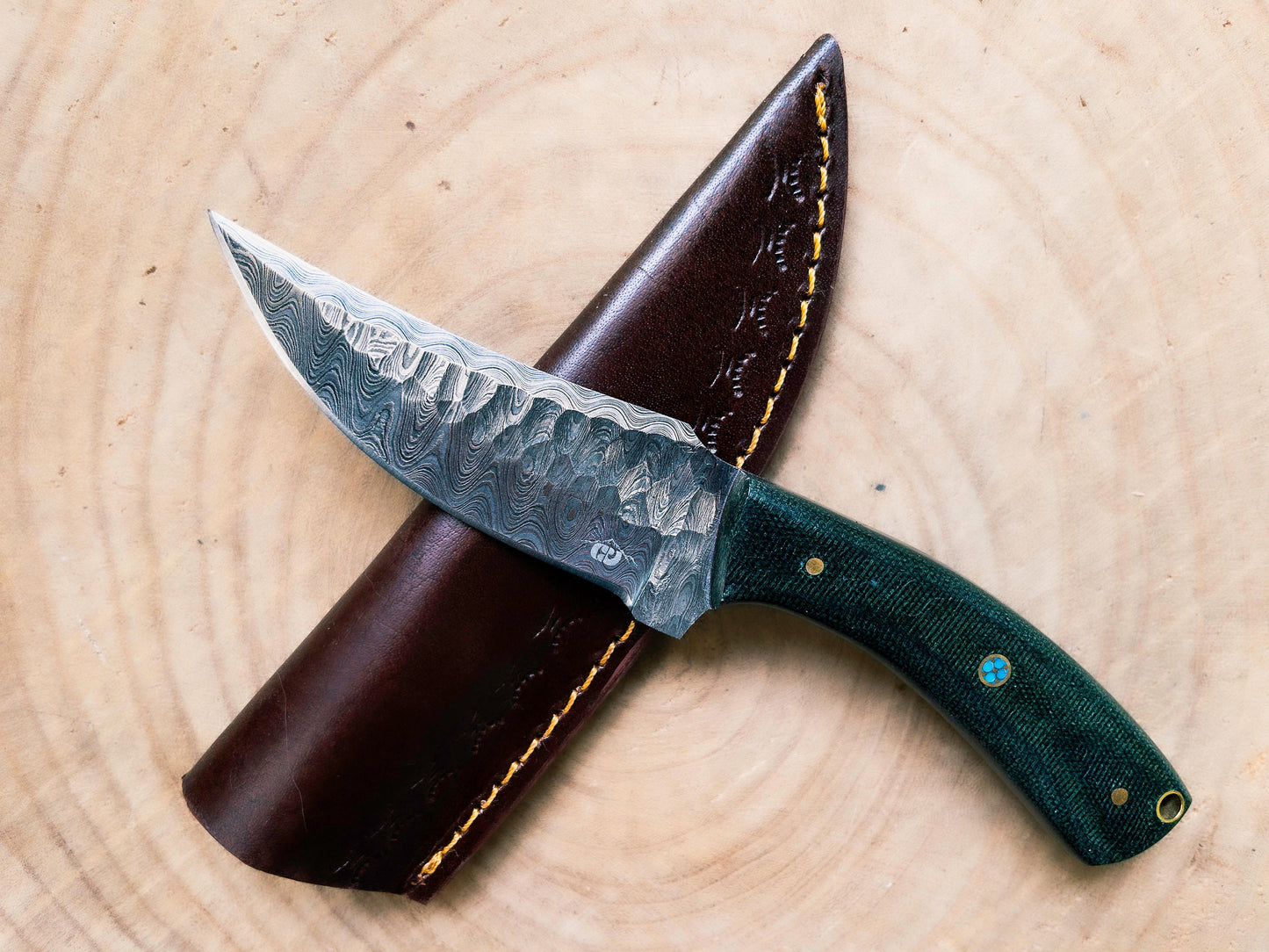 Damascus Hunting Knife / EDC Utility Knife Fixed Blade