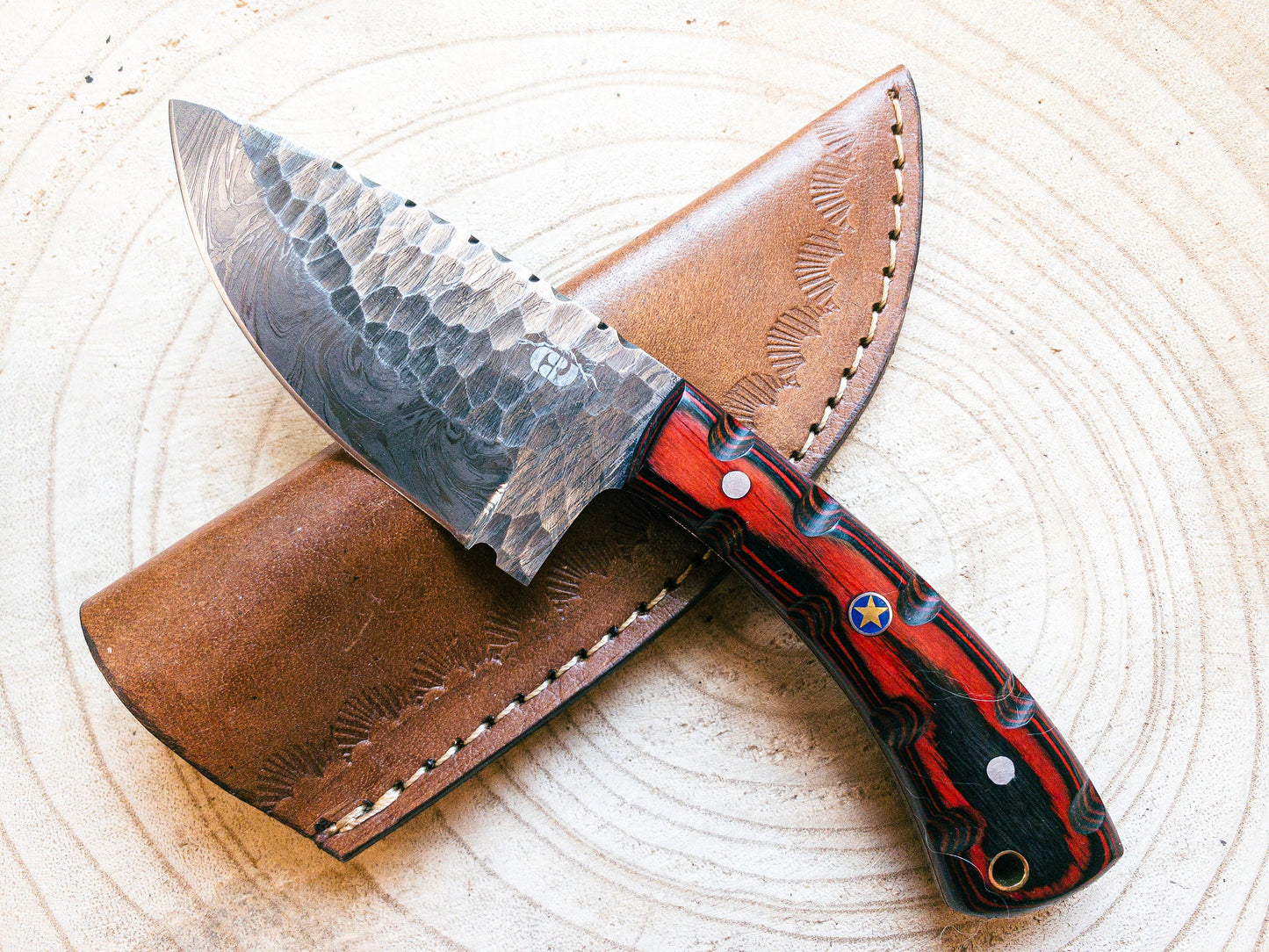 Damascus Hunting Knife / EDC Utility Knife Fixed Blade