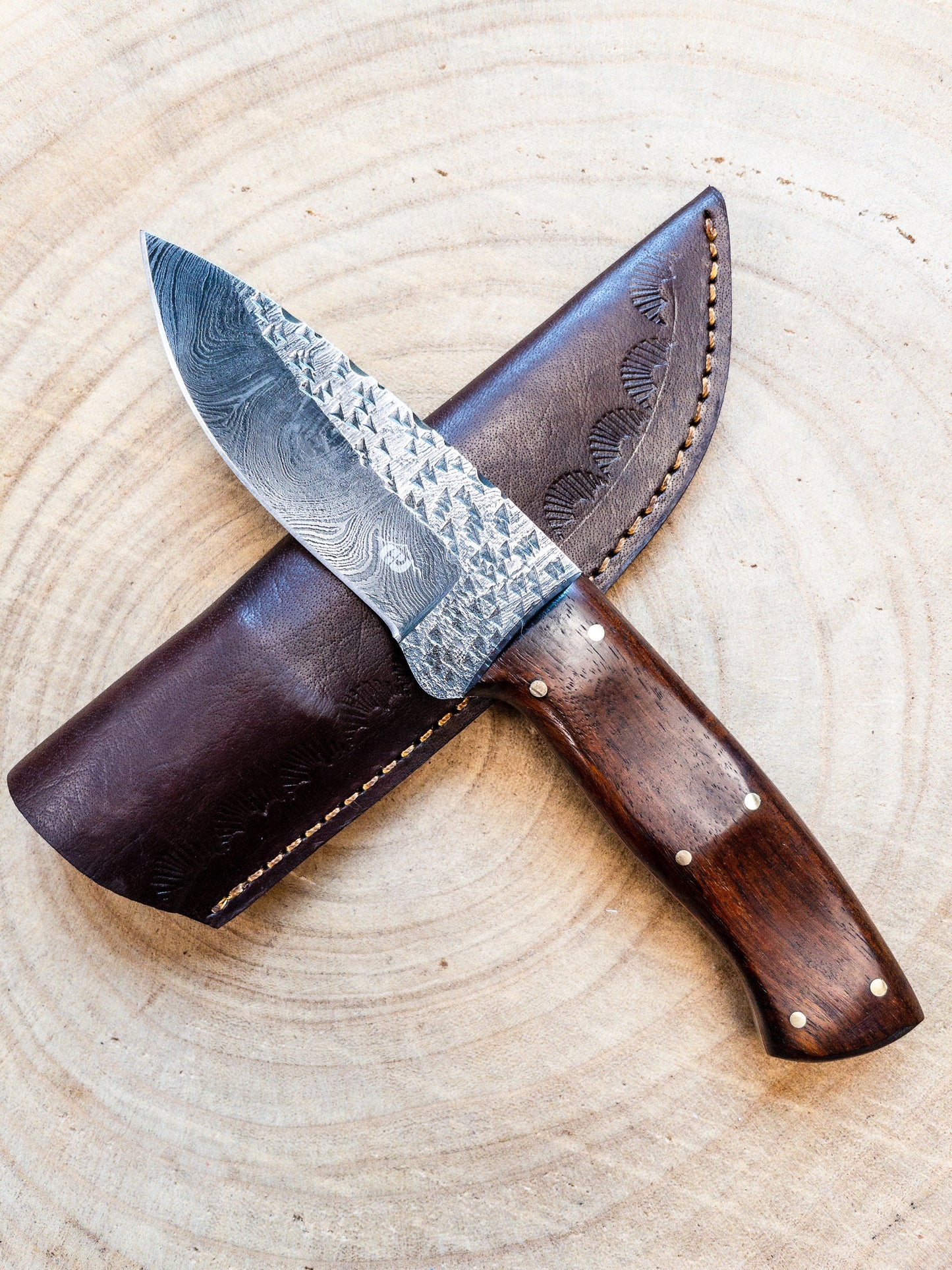 Damascus Hunting Knife / EDC Utility Knife Fixed Blade