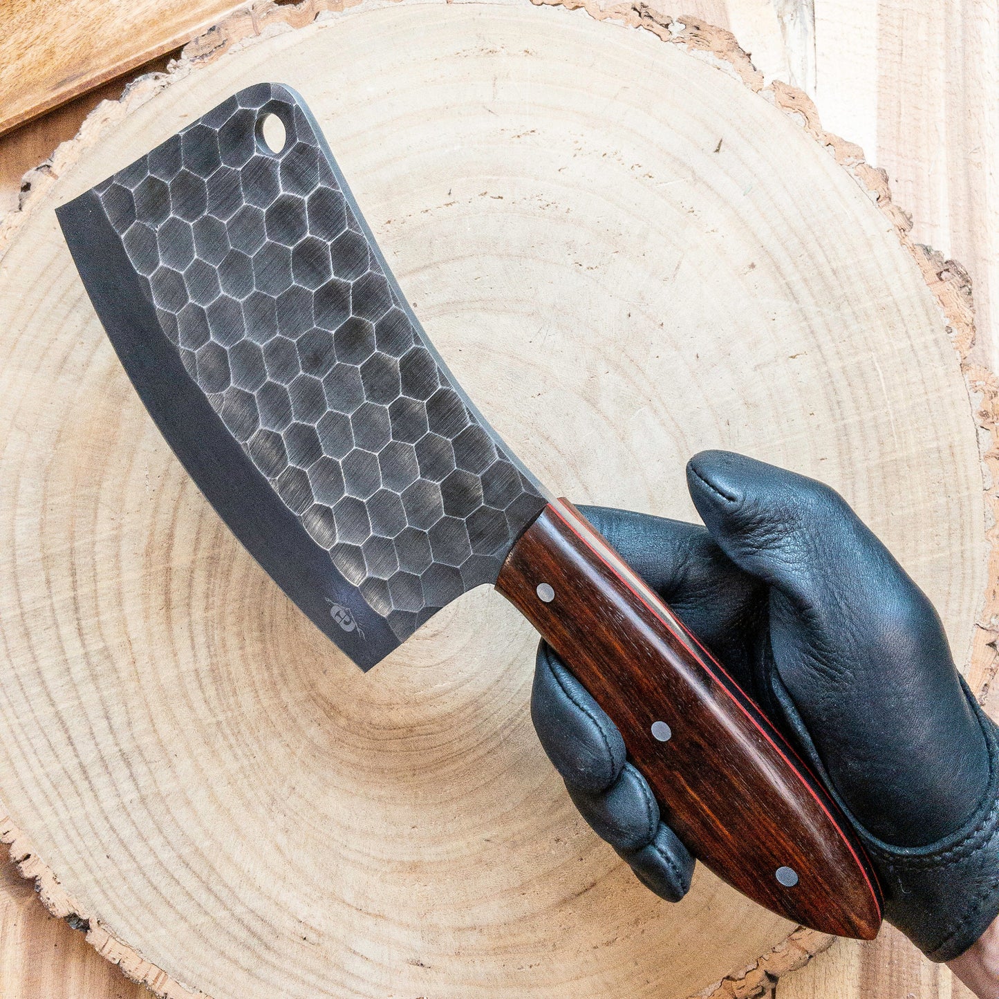 Hand Forged Meat Cleaver / Bone Chopper in Knife 1095 High Carbon Steel w/ Rosewood Handle