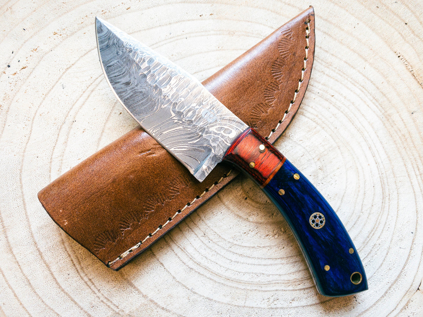 Damascus Hunting Knife / EDC Utility Knife Fixed Blade