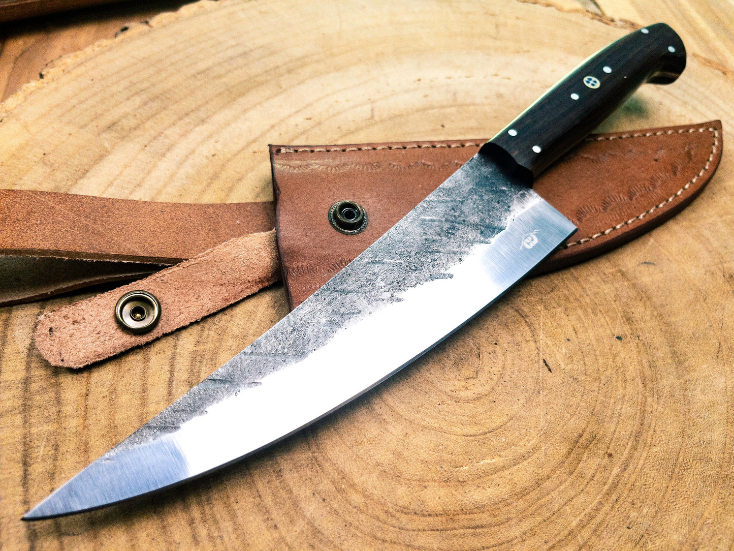 Chef Knife, Hand Forged Precision Honesuki Chef Knife, 1095 Steel, Full Tang, Rosewood Handle