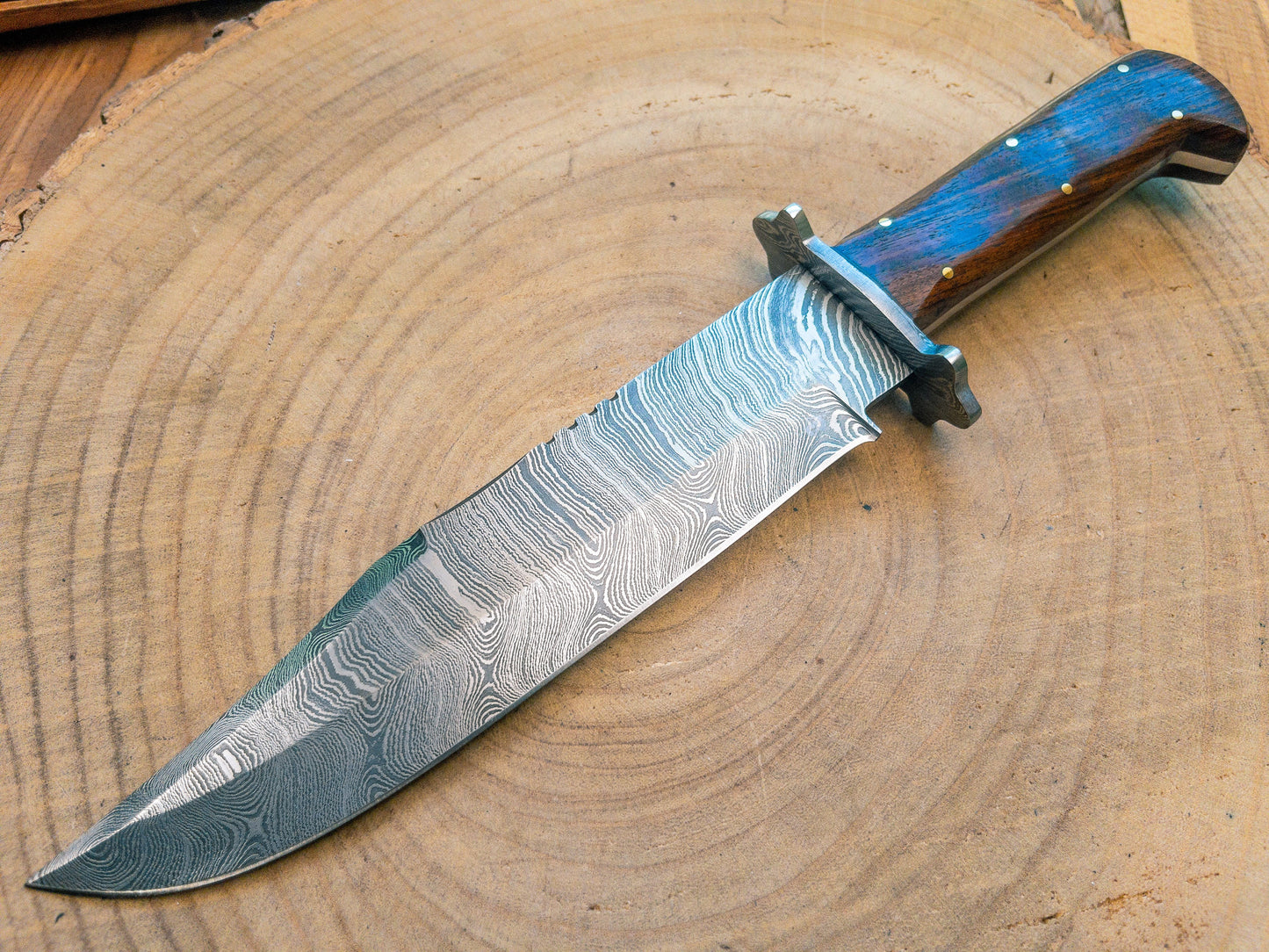 Bowie Hunting Knife Sheffield Style 9" Blade Damascus Steel