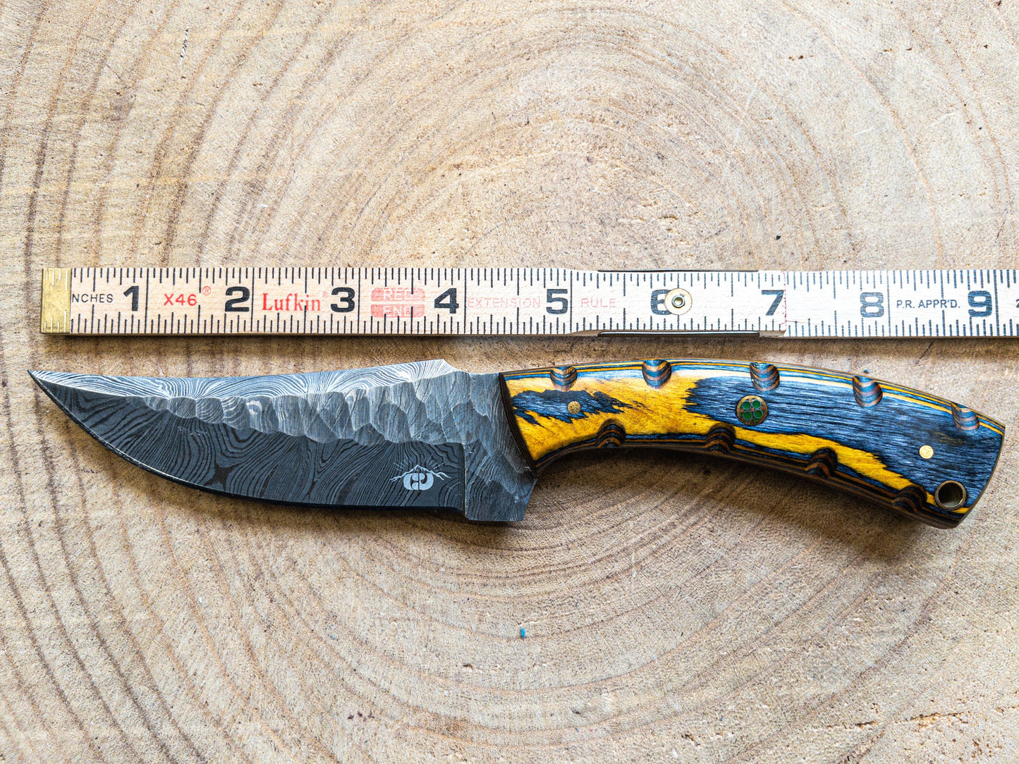 Damascus Hunting EDC Knife, Angry Hornet