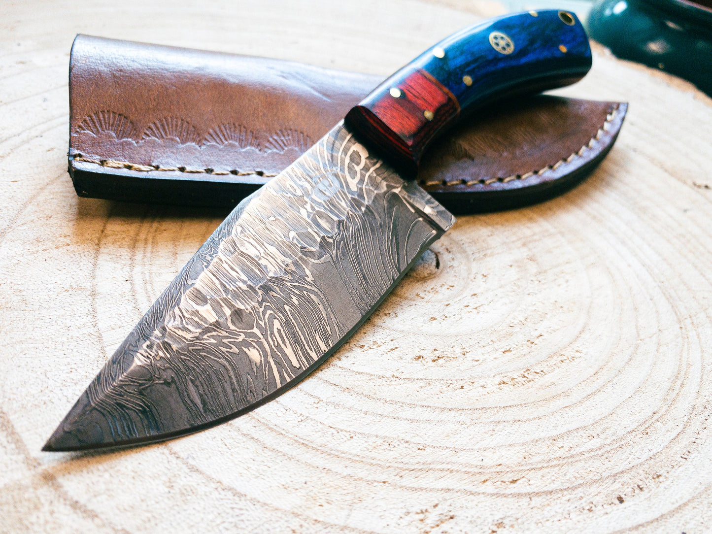 Damascus Hunting Knife / EDC Utility Knife Fixed Blade