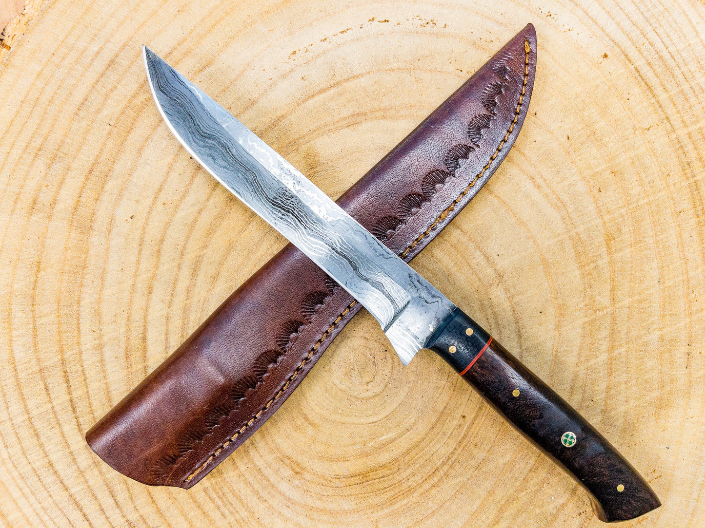 Filet Knife Chef Knife in Damascus Steel and Rosewood Handle