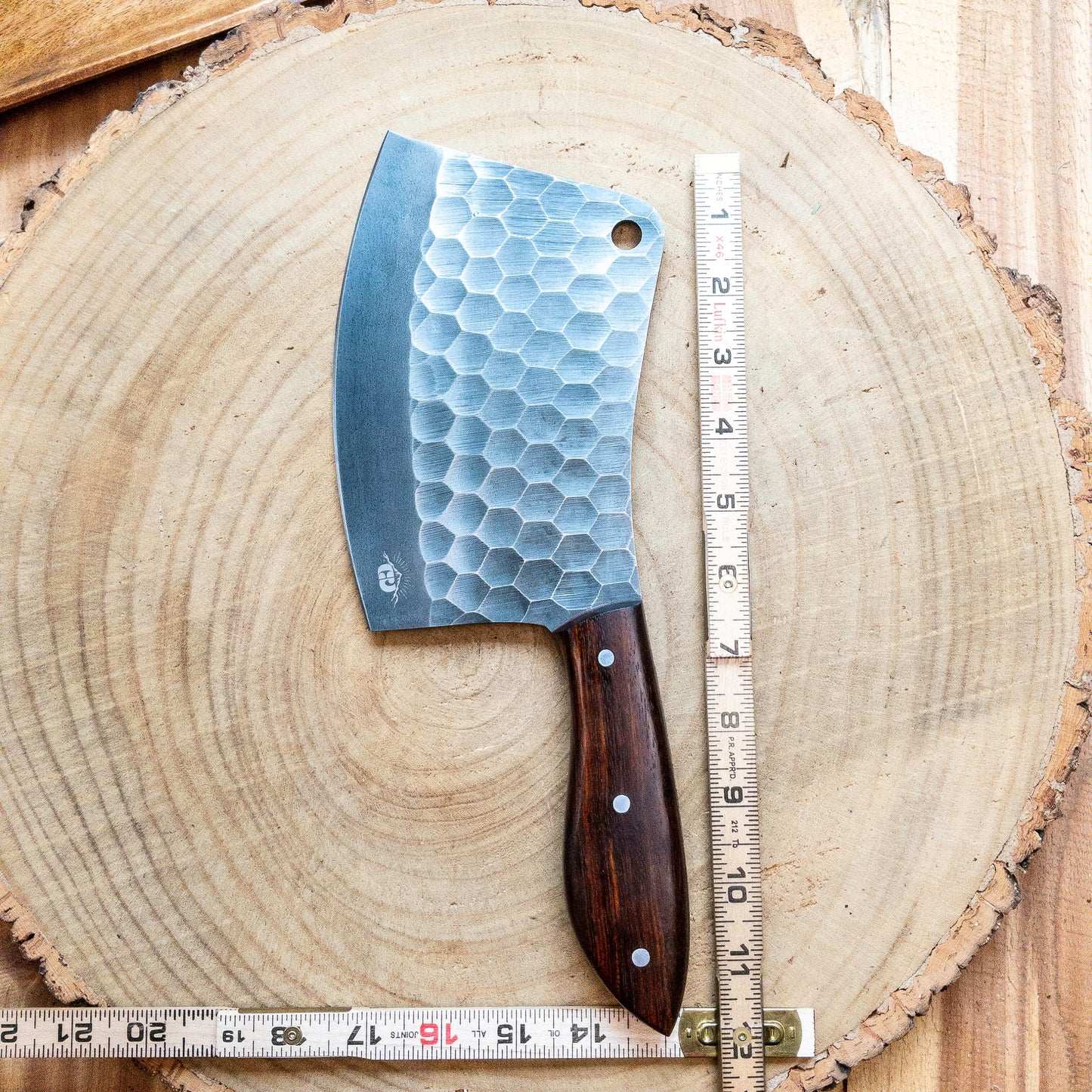 Hand Forged Meat Cleaver / Bone Chopper in Knife 1095 High Carbon Steel w/ Rosewood Handle