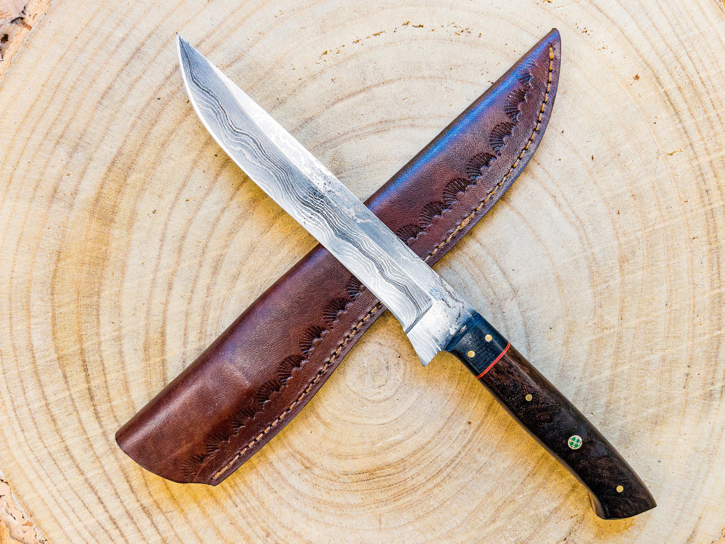 Filet Knife Chef Knife in Damascus Steel and Rosewood Handle