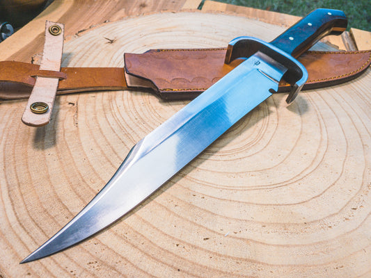 Bowie Knife "The Dueler" 1085 steel, Lightweight, Back-cut, Birdshead Handle