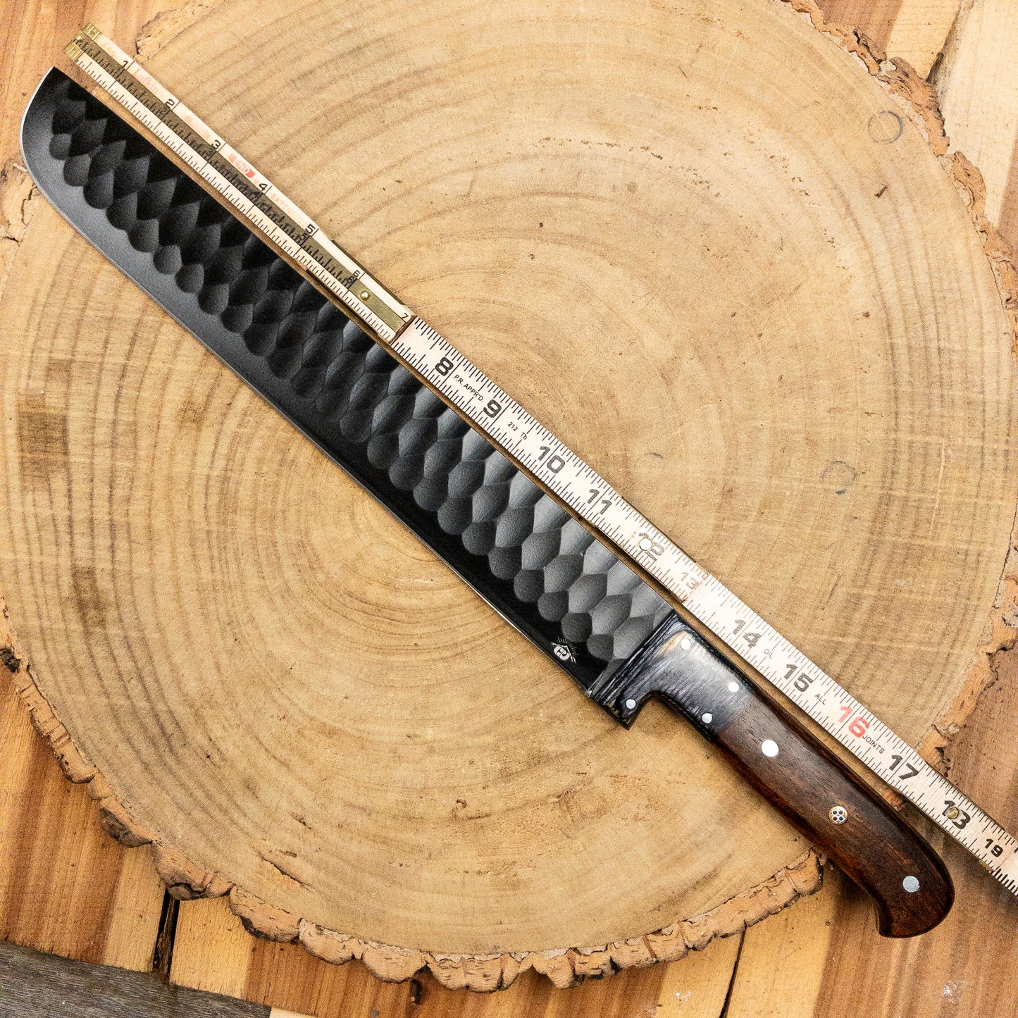 Brisket Slicer - 1095 HCS - Diamond Pattern Black Powdercoat Finish Bladework - Rosewood Handle