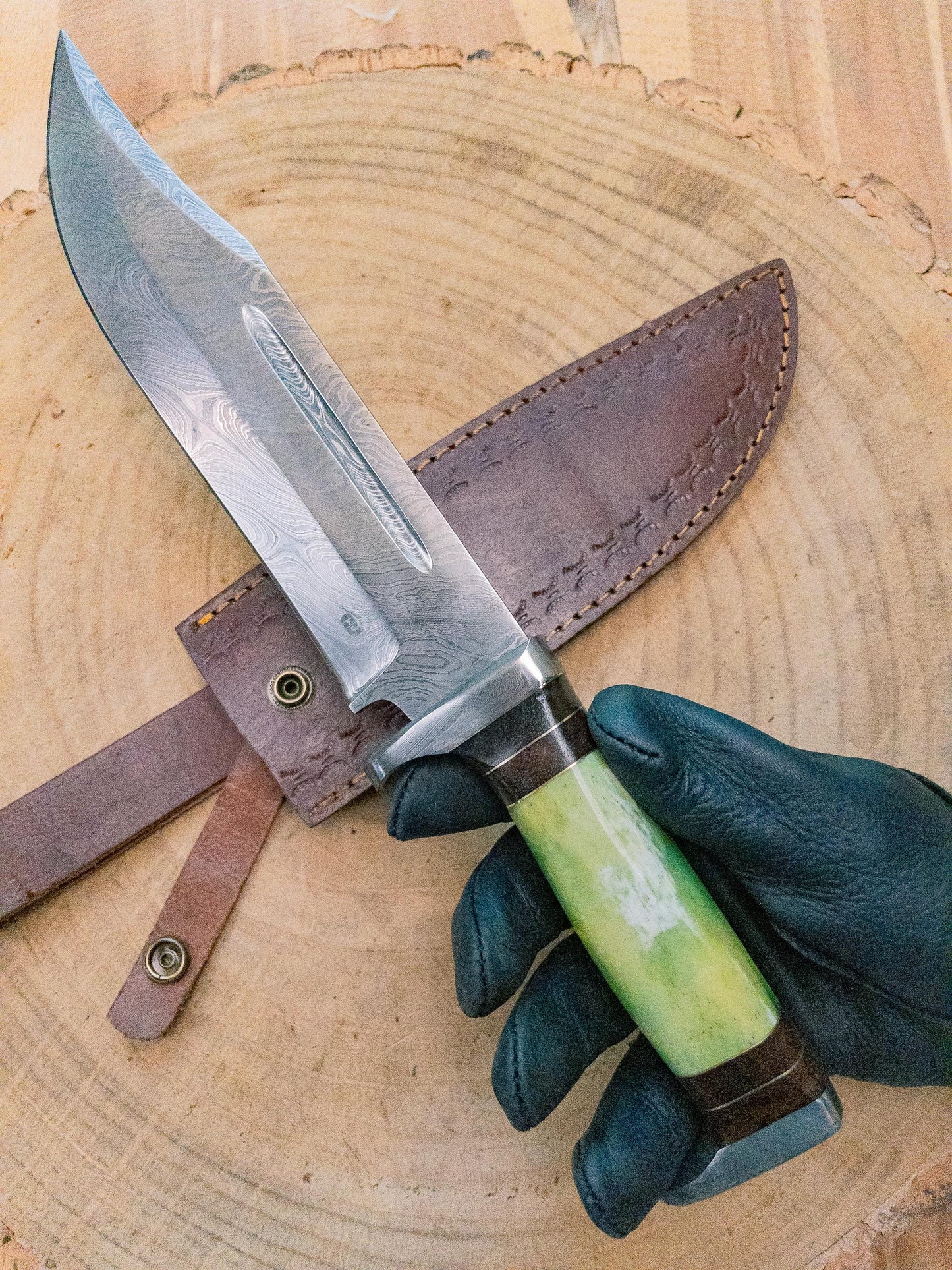 Bowie "Spring Hopper" Knife Blade Damascus Steel