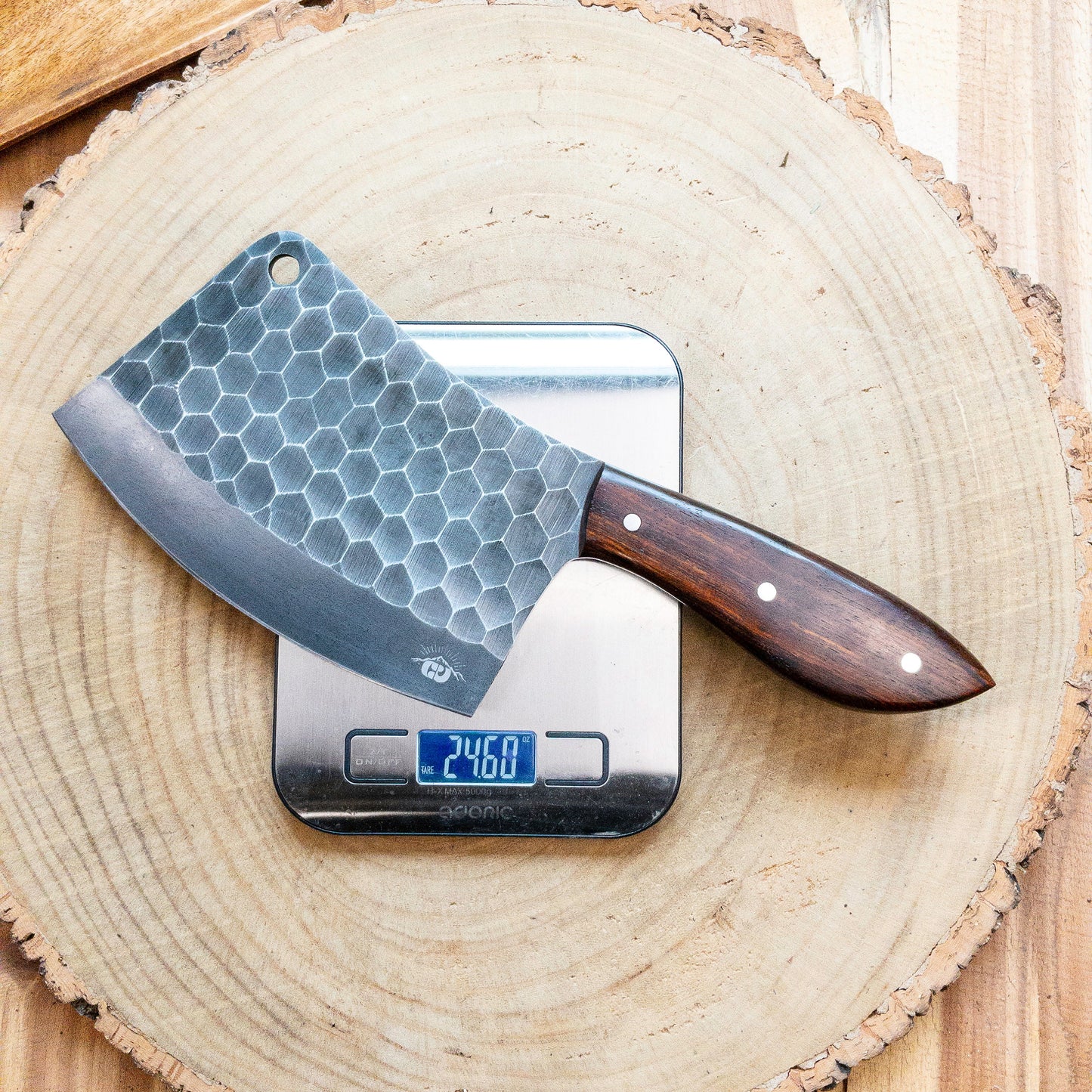 Hand Forged Meat Cleaver / Bone Chopper in Knife 1095 High Carbon Steel w/ Rosewood Handle