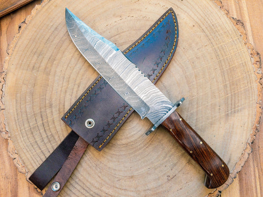 Bowie Hunting Knife Sheffield Style 9" Blade Damascus Steel