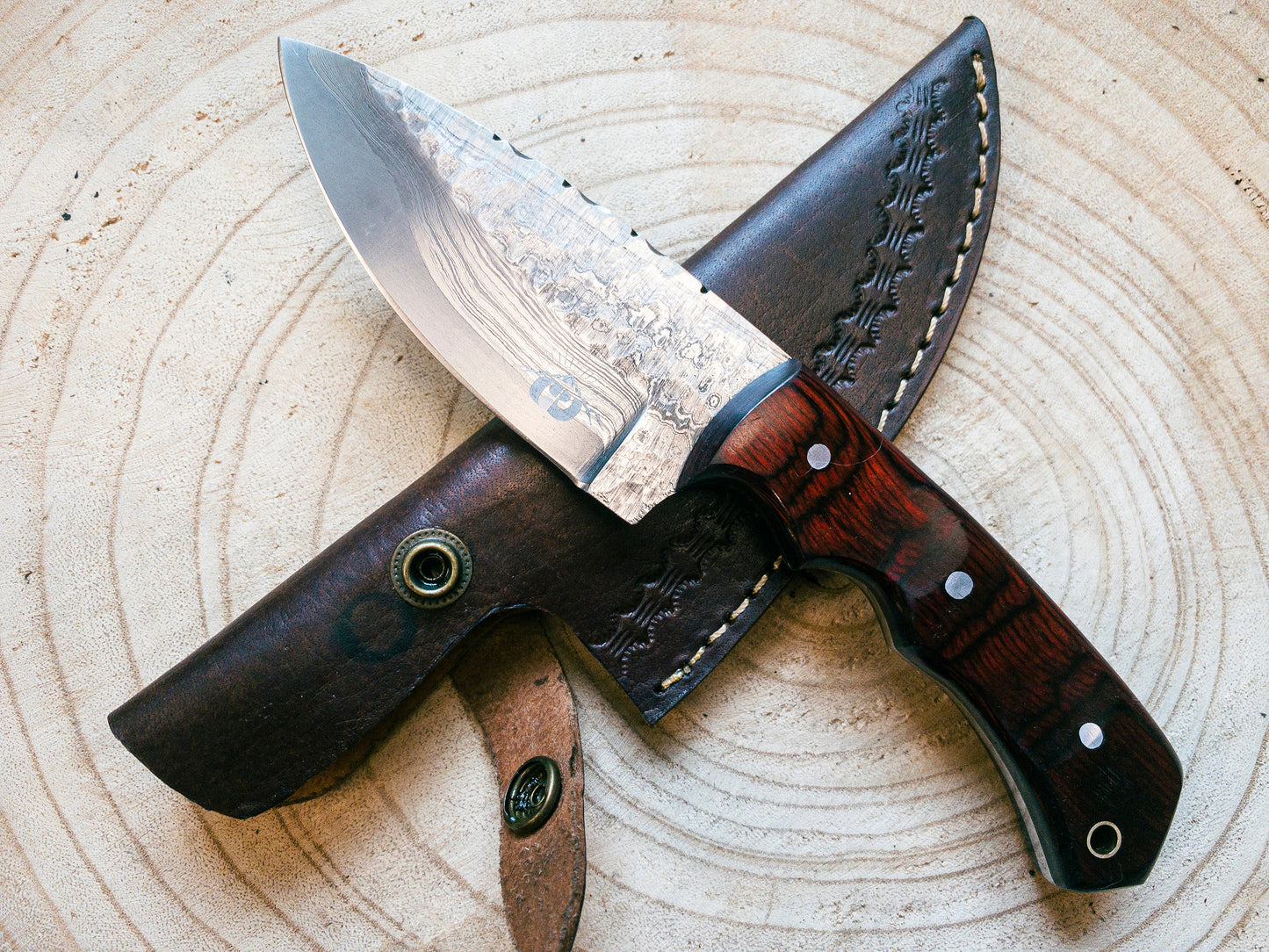 Damascus Hunting Knife / EDC Utility Knife Fixed Blade