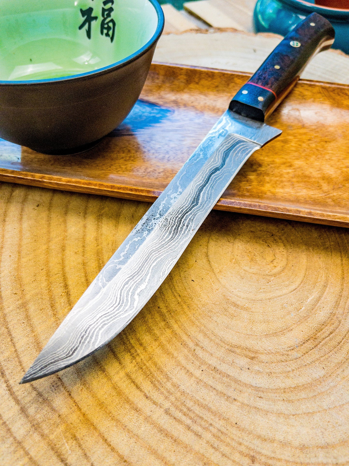 Filet Knife Chef Knife in Damascus Steel and Rosewood Handle