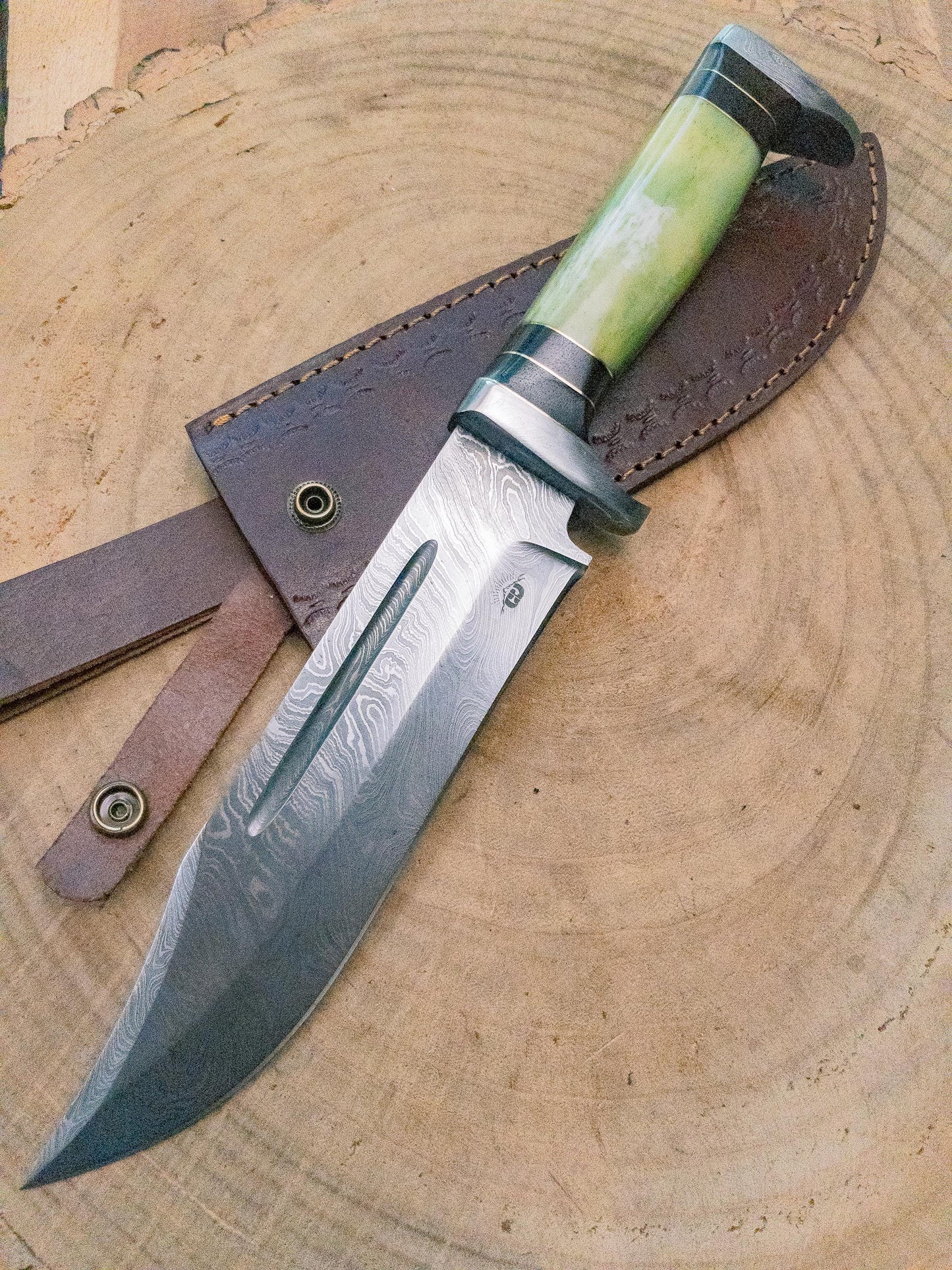 Bowie "Spring Hopper" Knife Blade Damascus Steel