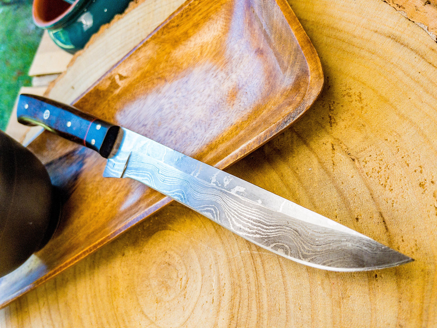 Filet Knife Chef Knife in Damascus Steel and Rosewood Handle